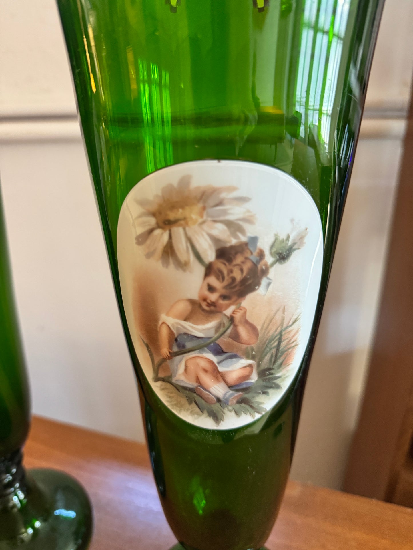 Pair of 19th Century Moser Glass Vases – Hand-Painted, 46cm