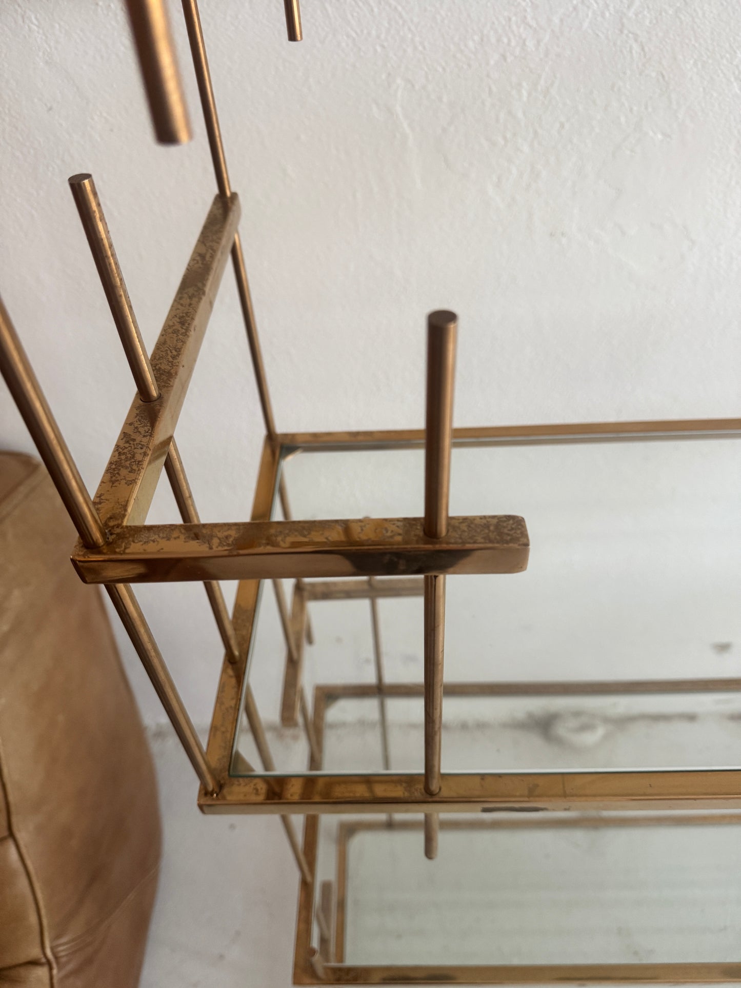 Vintage brass and glass display/etagere