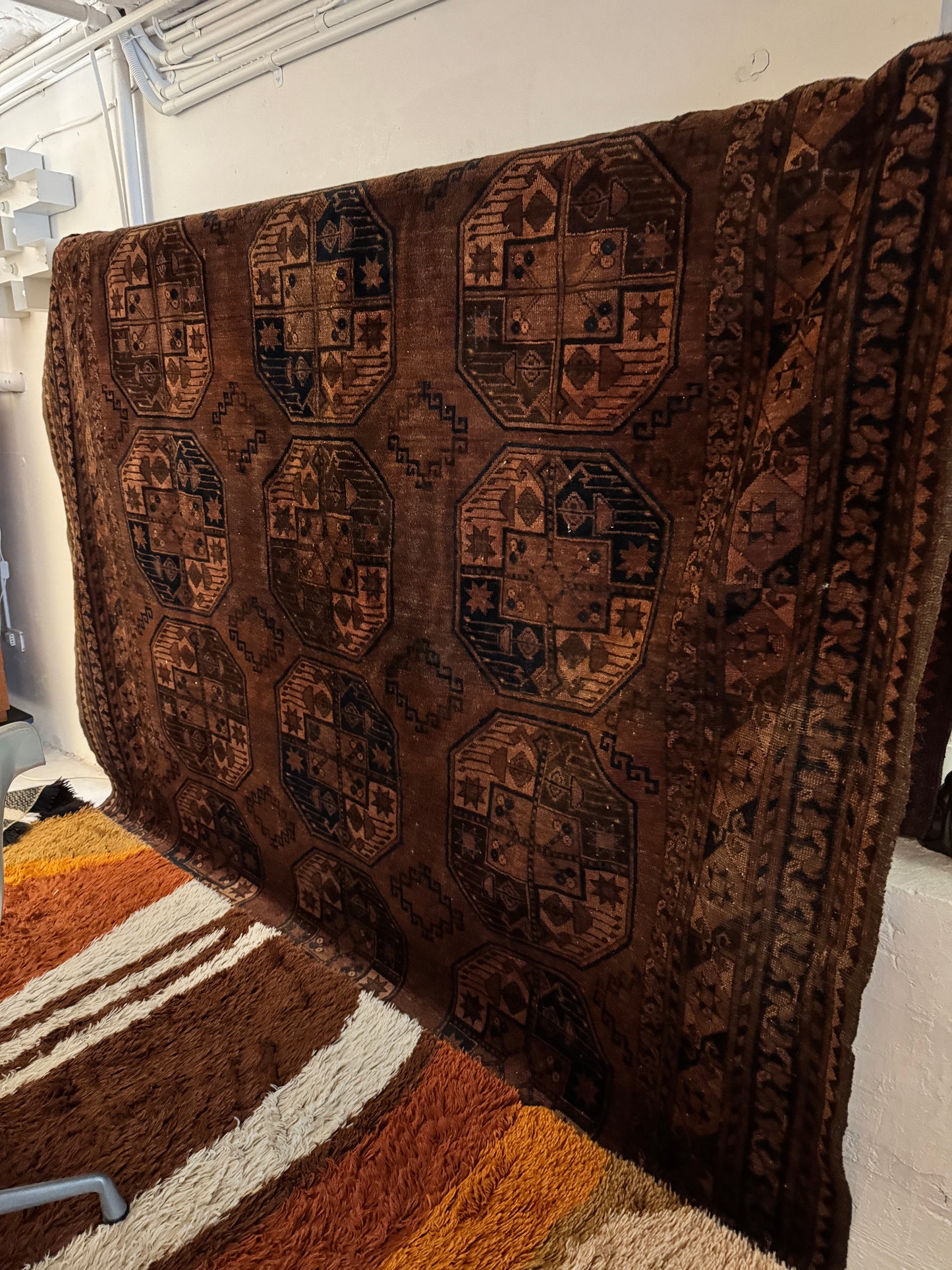 Vintage 1940s Ensari Turkoman Rug