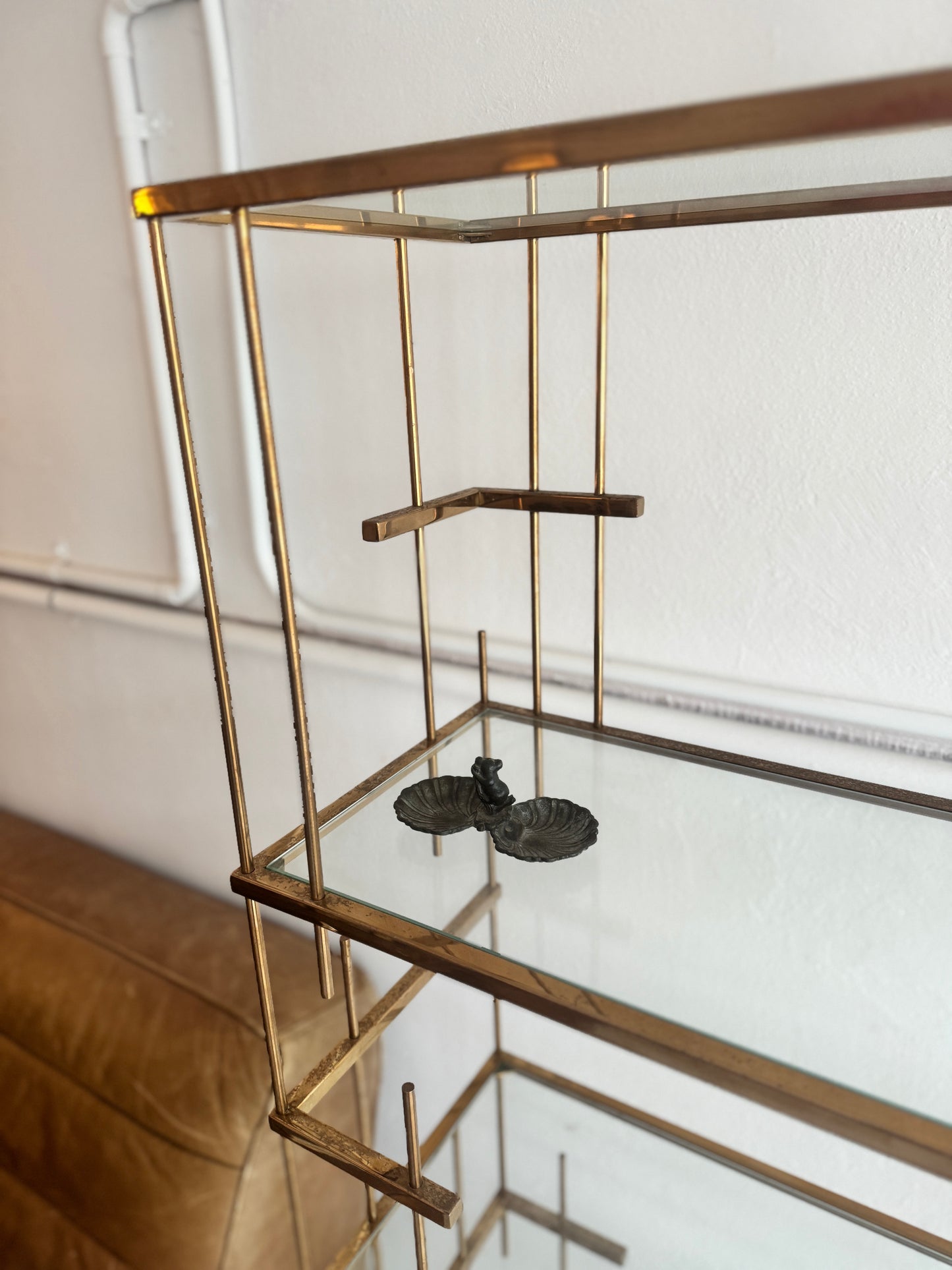 Vintage brass and glass display/etagere