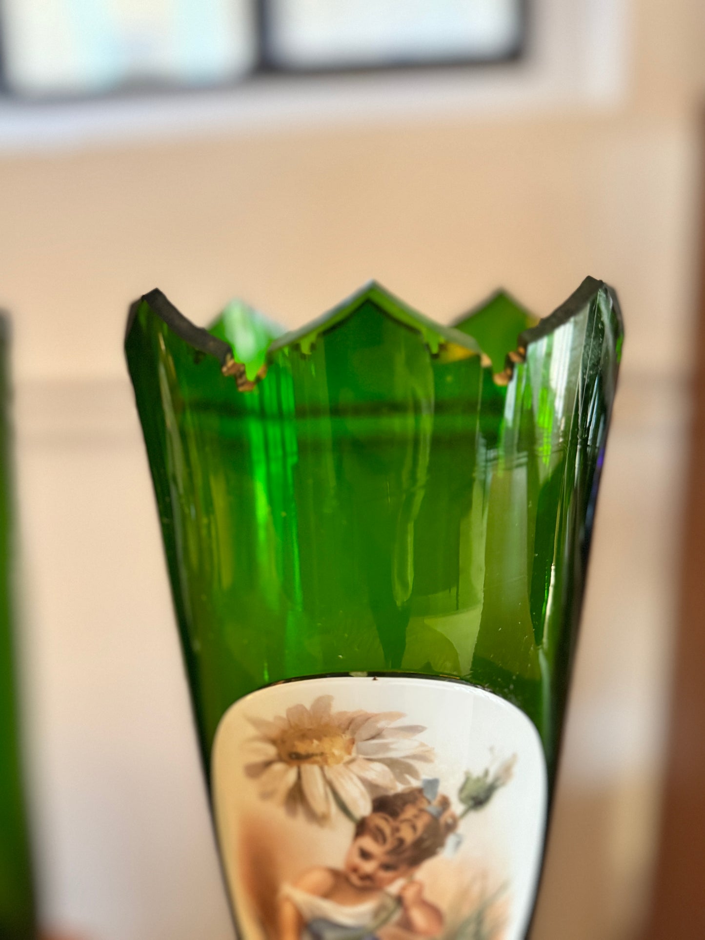 Pair of 19th Century Moser Glass Vases – Hand-Painted, 46cm