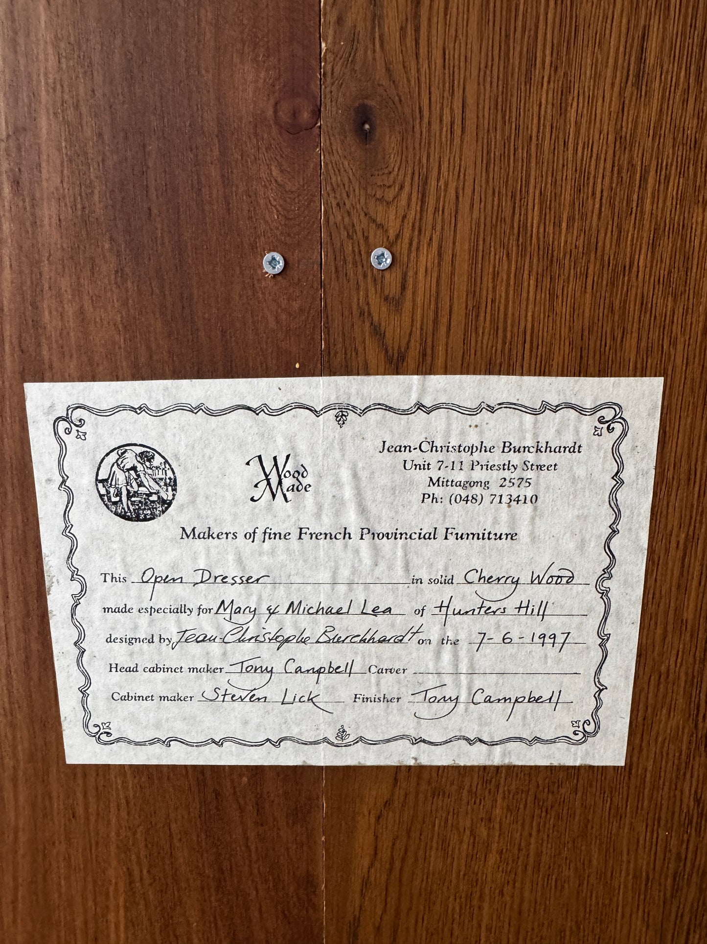 Raised Custom Sideboard / Open Dresser — European, Solid Cherry Wood