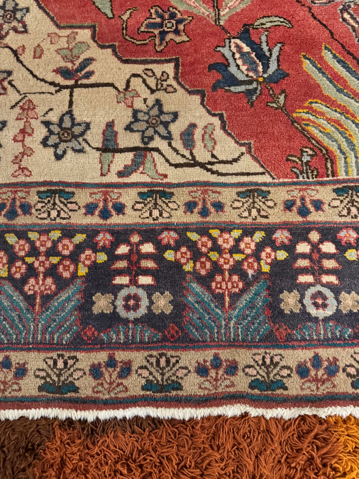 Hand knotted vegetable dye Persian Kashan Carpet