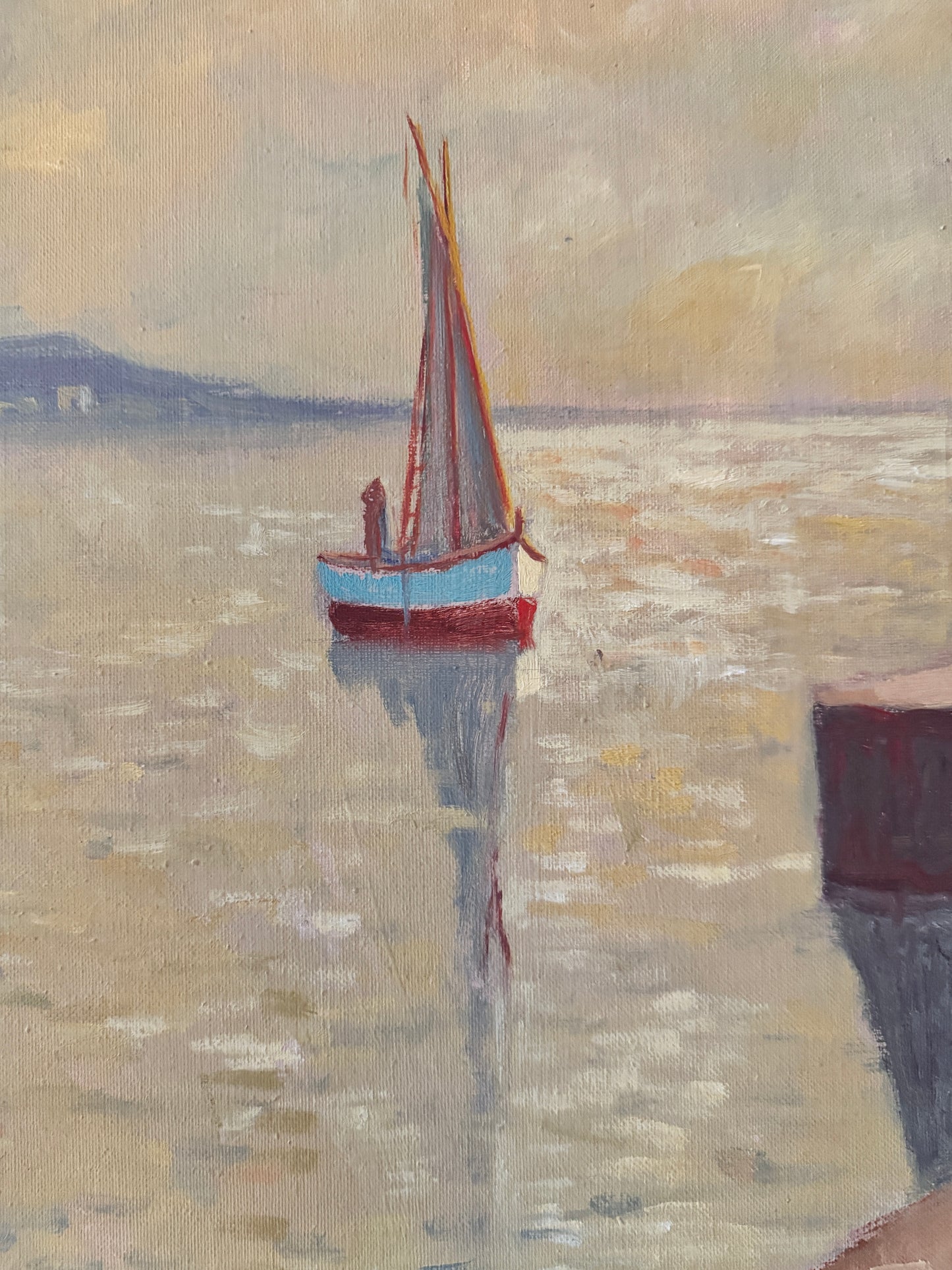 Original, signed, mid century painting "Venetian scene"