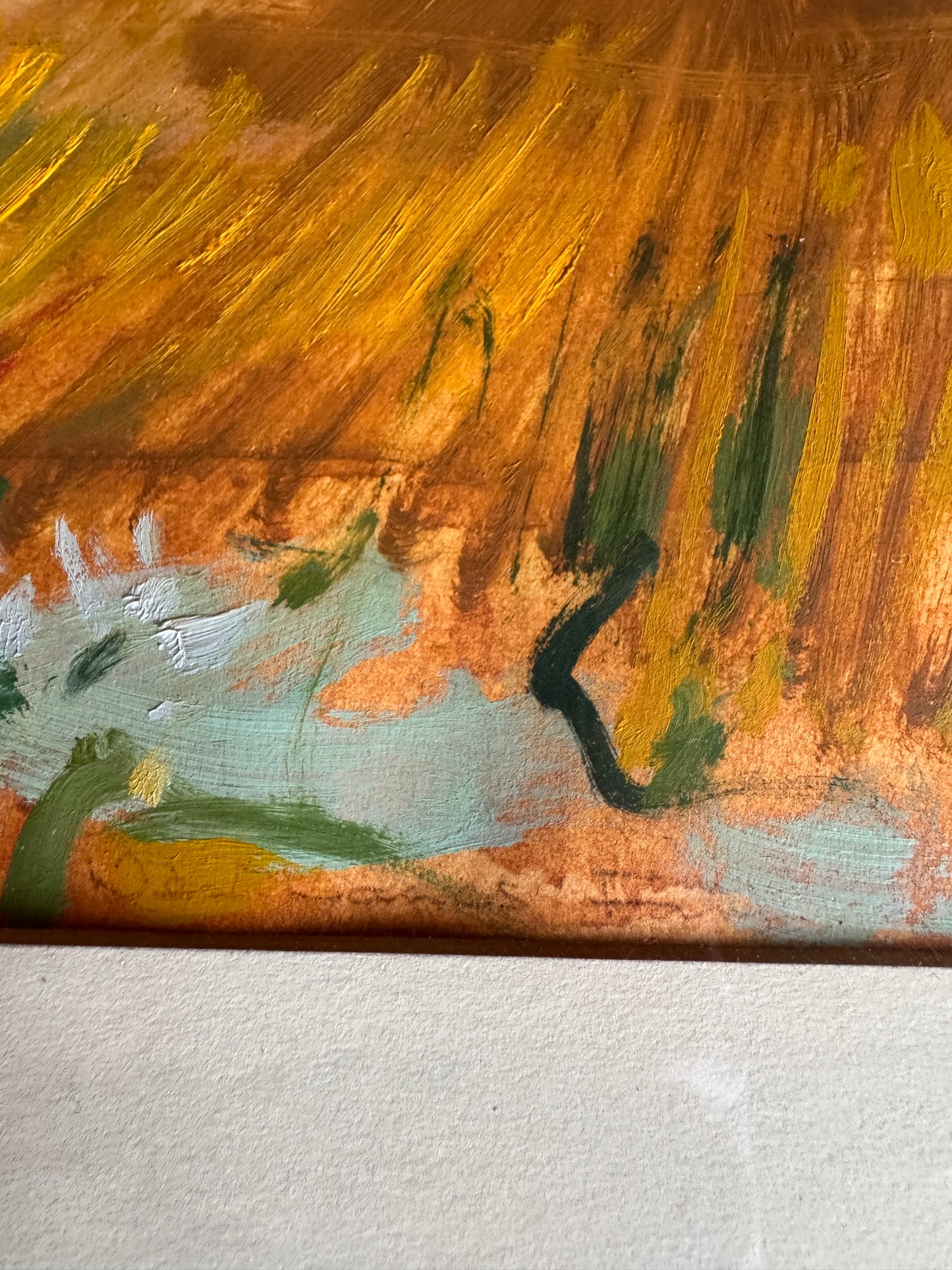 Large original oil on paper - Farming Landscape. Signed