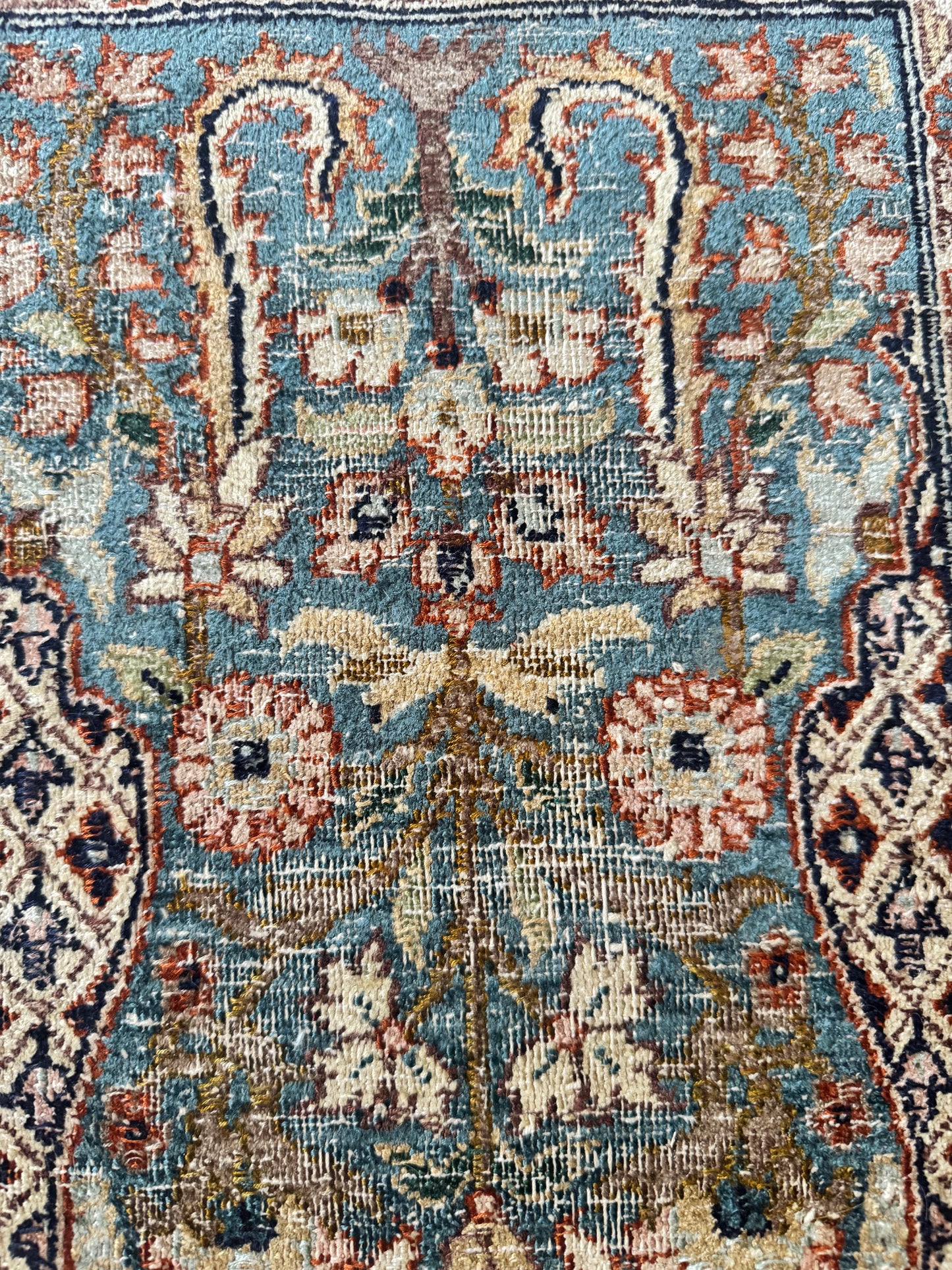 Vintage Tree of Life silk Kashmiri rug