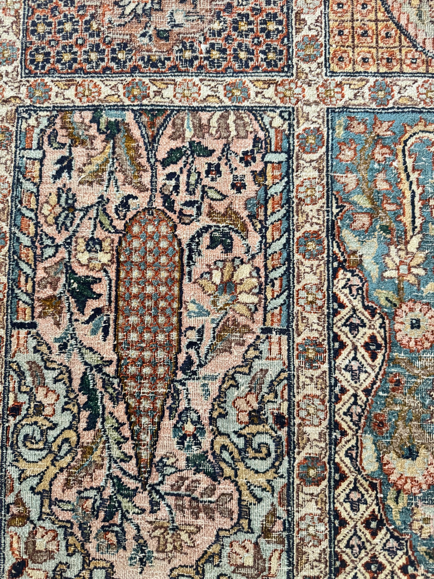 Vintage Tree of Life silk Kashmiri rug