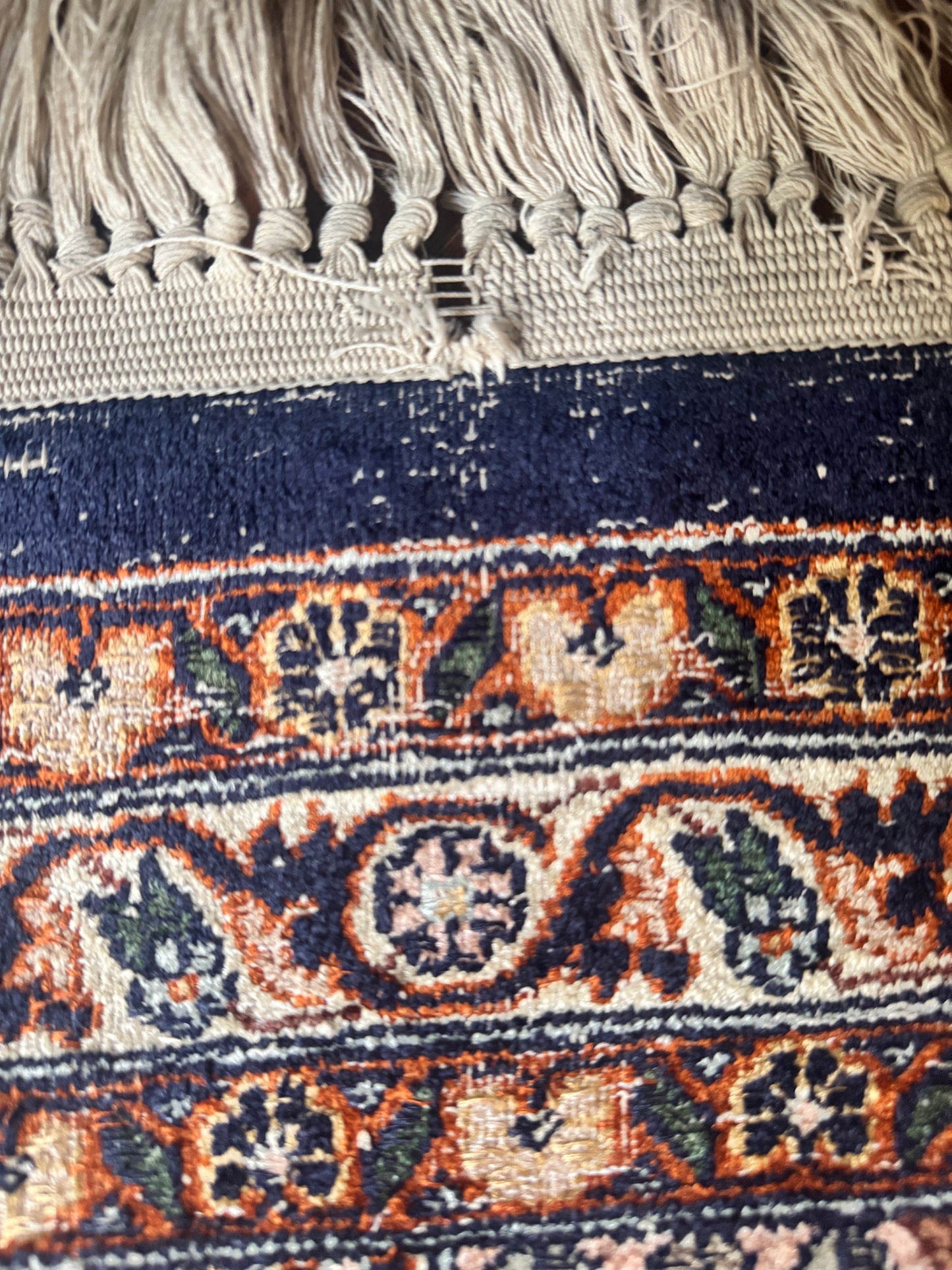 Vintage Tree of Life silk Kashmiri rug
