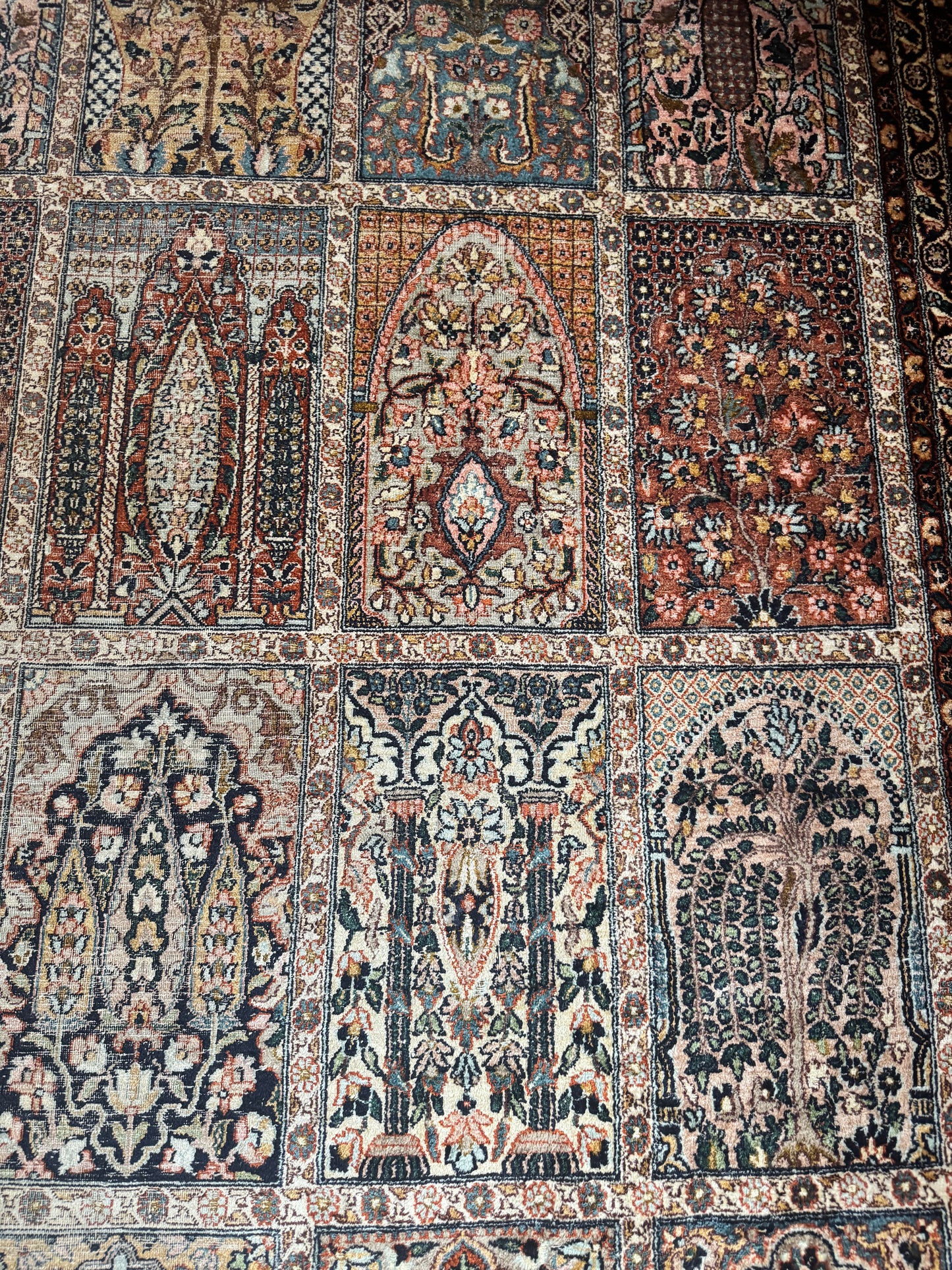 Vintage Tree of Life silk Kashmiri rug