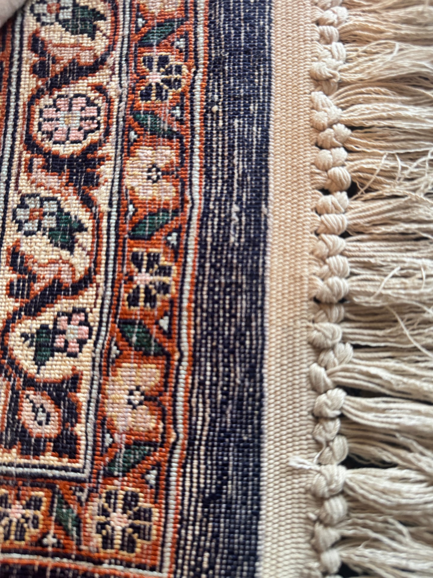 Vintage Tree of Life silk Kashmiri rug