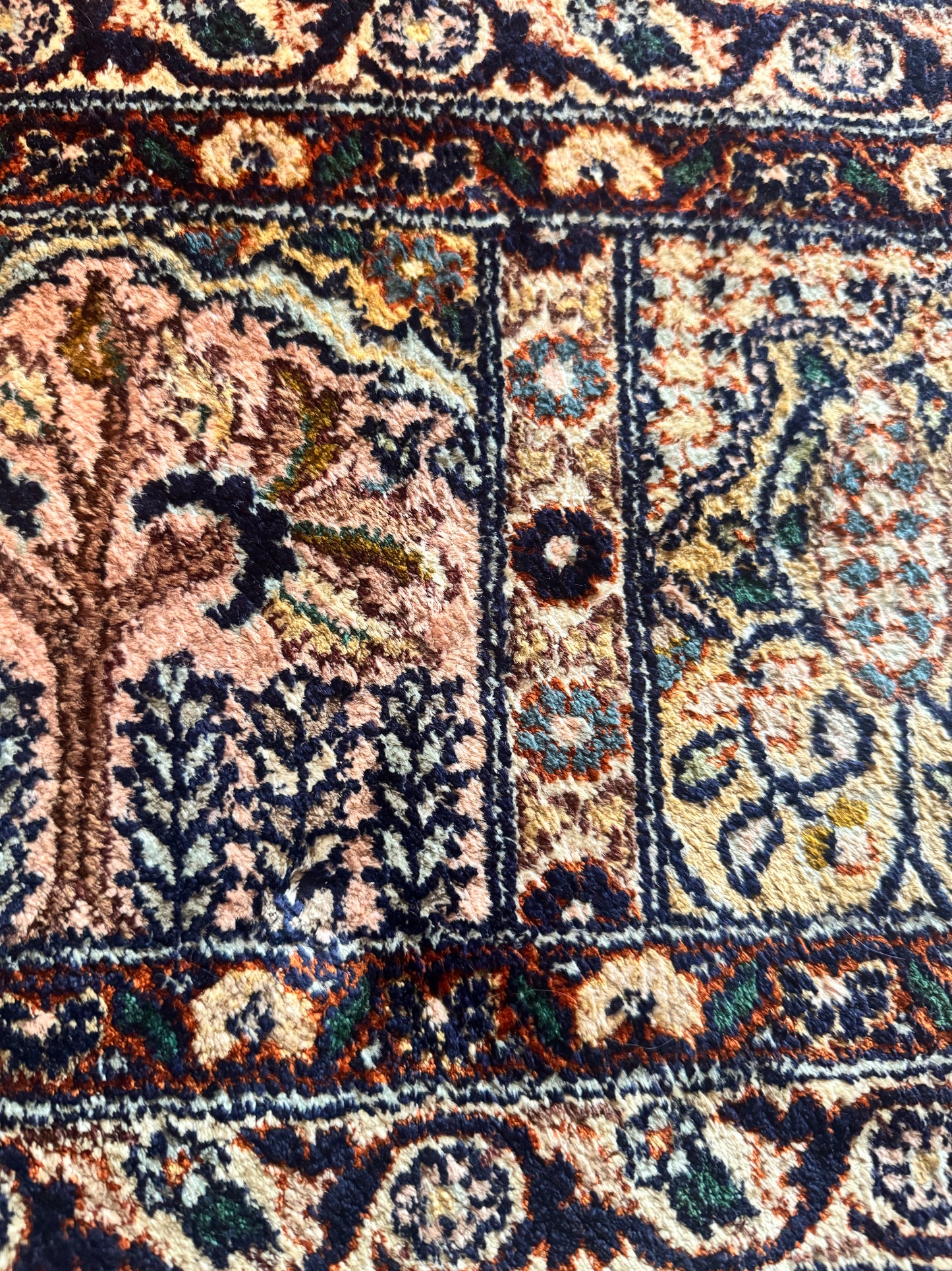 Vintage Tree of Life silk Kashmiri rug