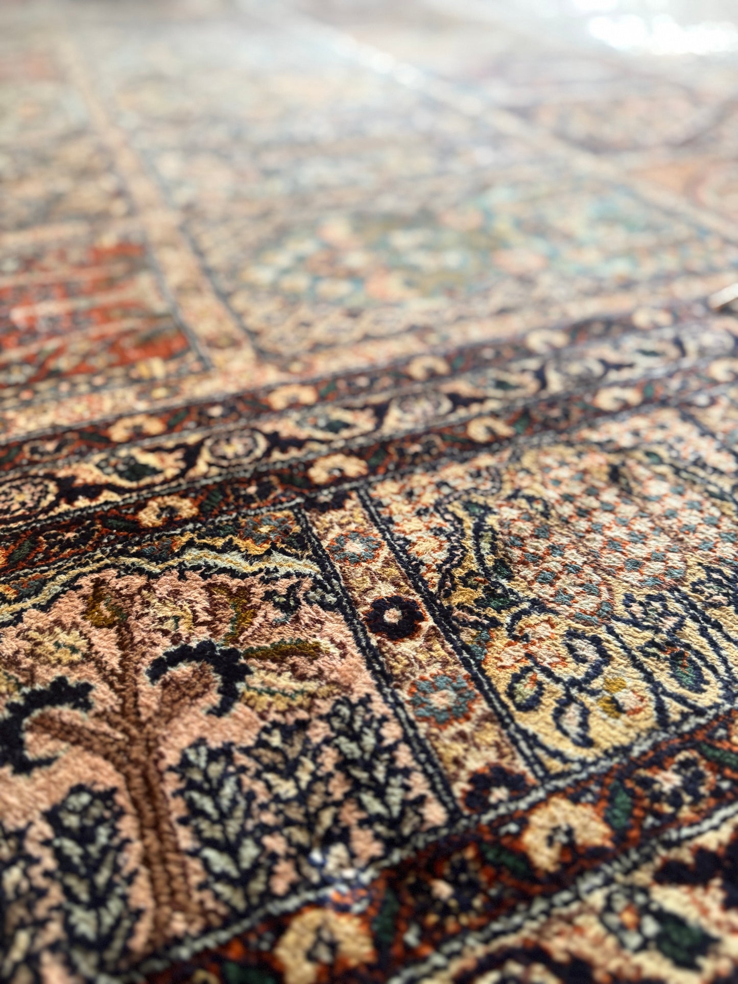 Vintage Tree of Life silk Kashmiri rug