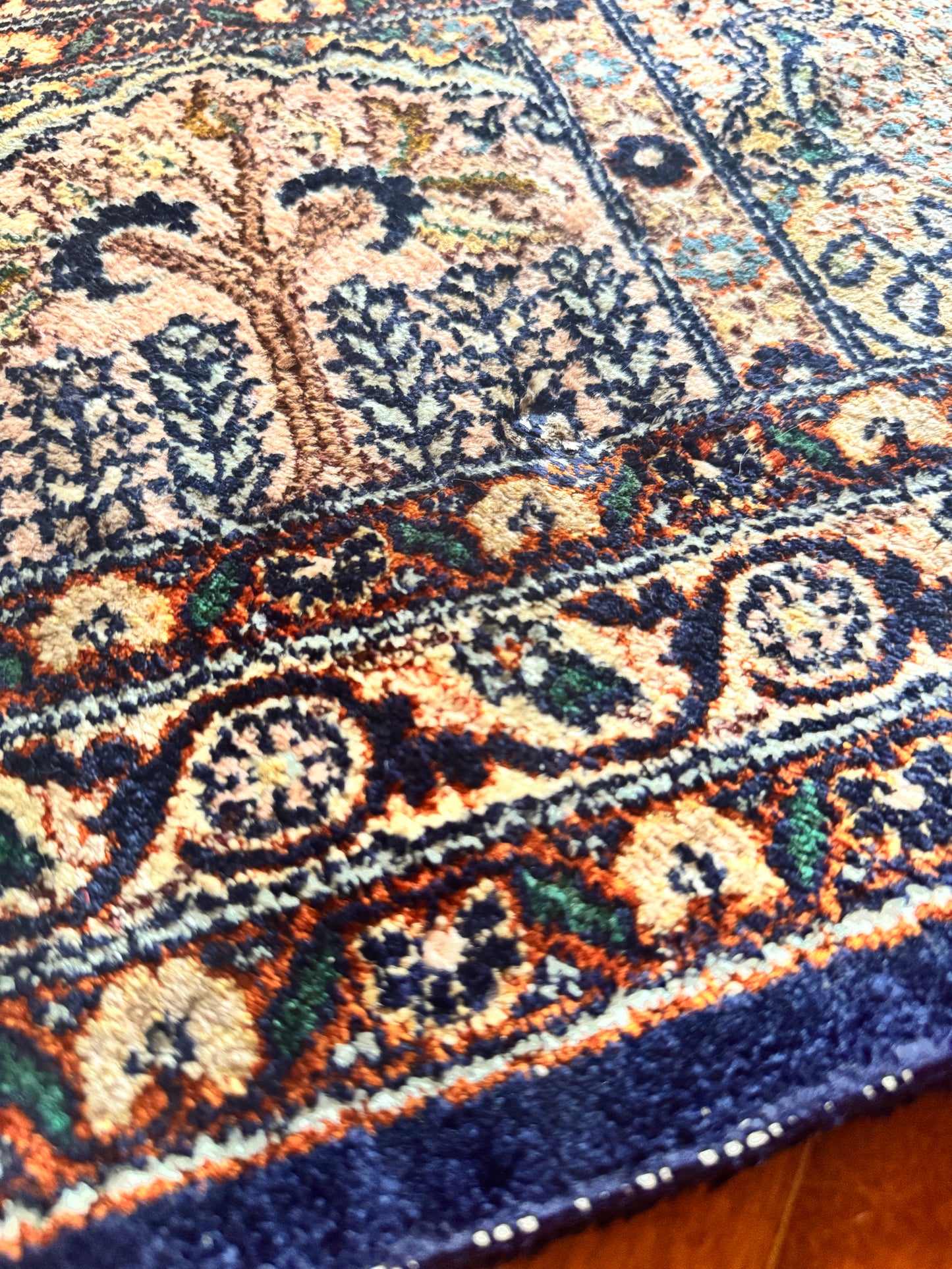 Vintage Tree of Life silk Kashmiri rug
