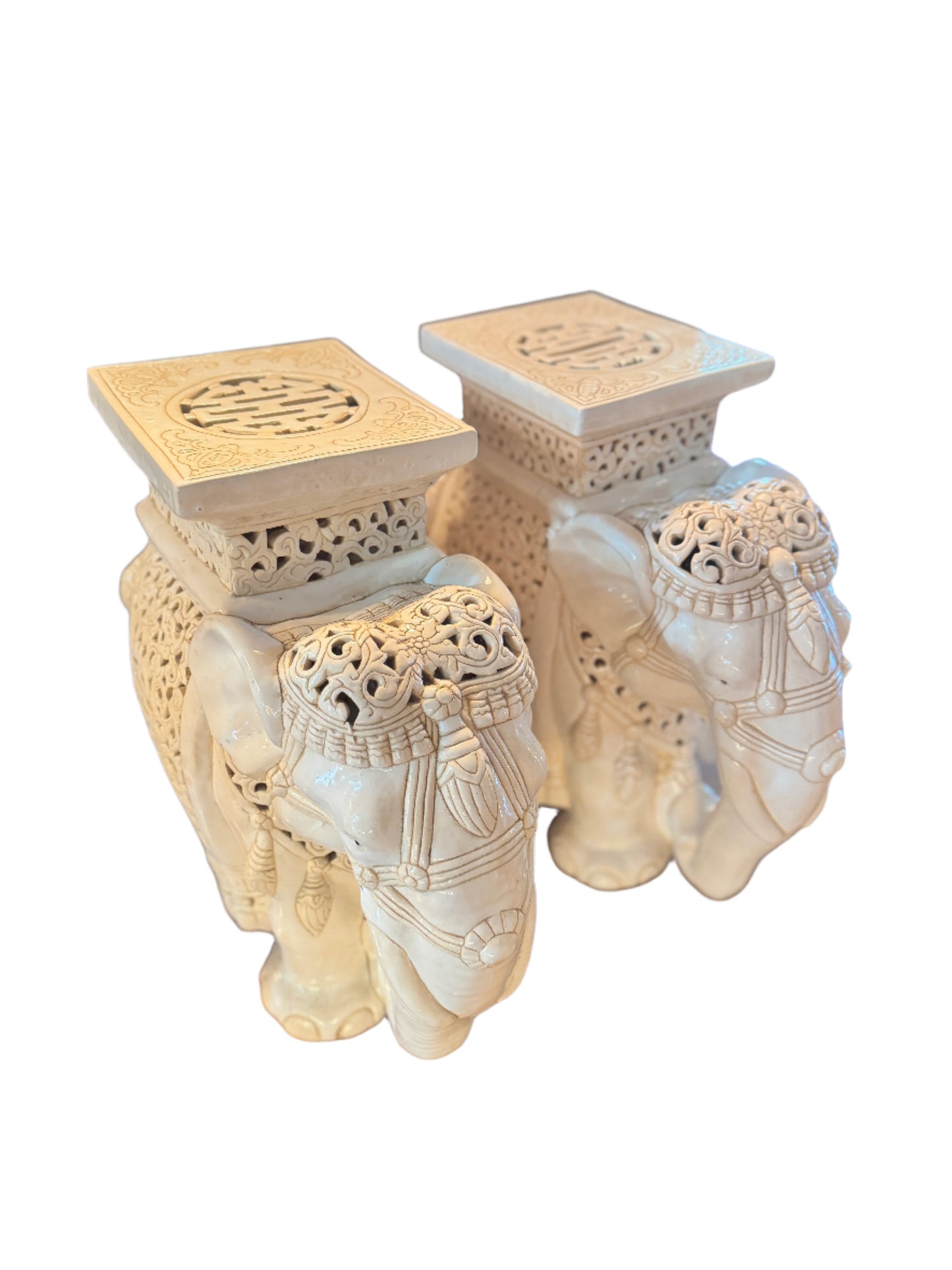 Vintage 1970s Ceramic Elephant side tables/plant stands