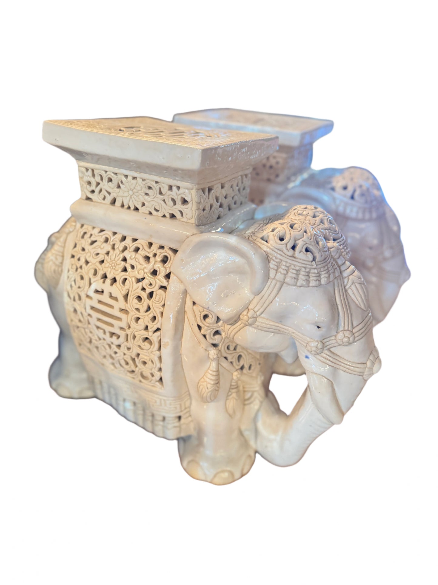 Vintage 1970s Ceramic Elephant side tables/plant stands