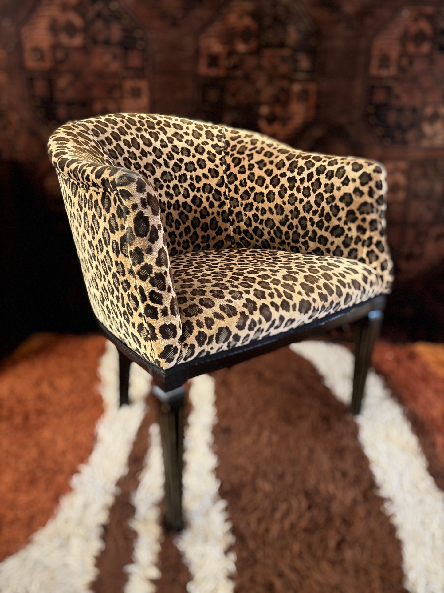 Vintage Leopard print Barrel Chair, 1950-1960. The "Janice"