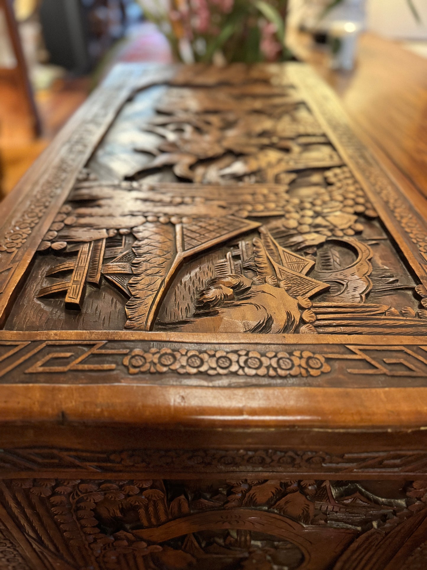 Antique Chinese Export Carved Chest of Drawers