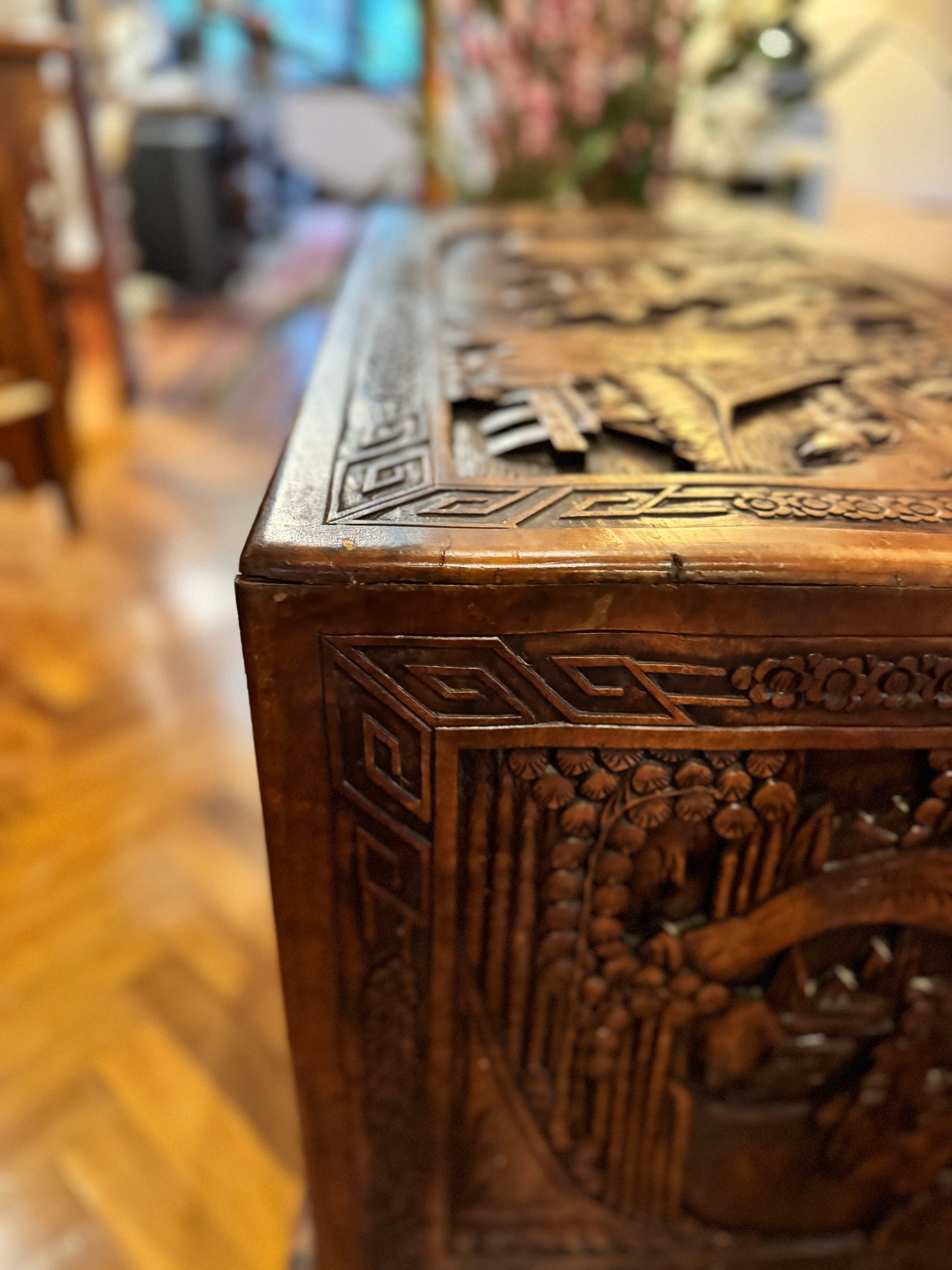 Antique Chinese Export Carved Chest of Drawers