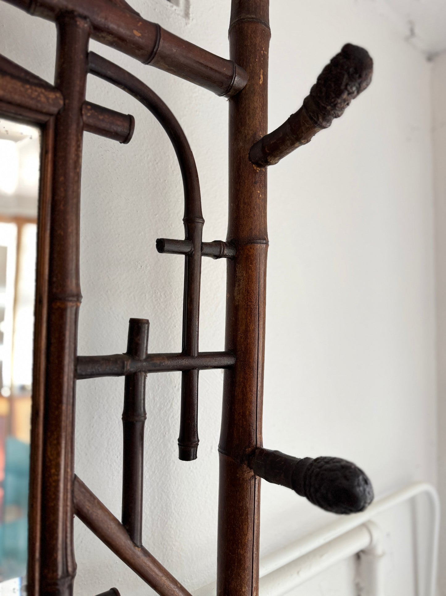Antique French bamboo hall and umbrella stand