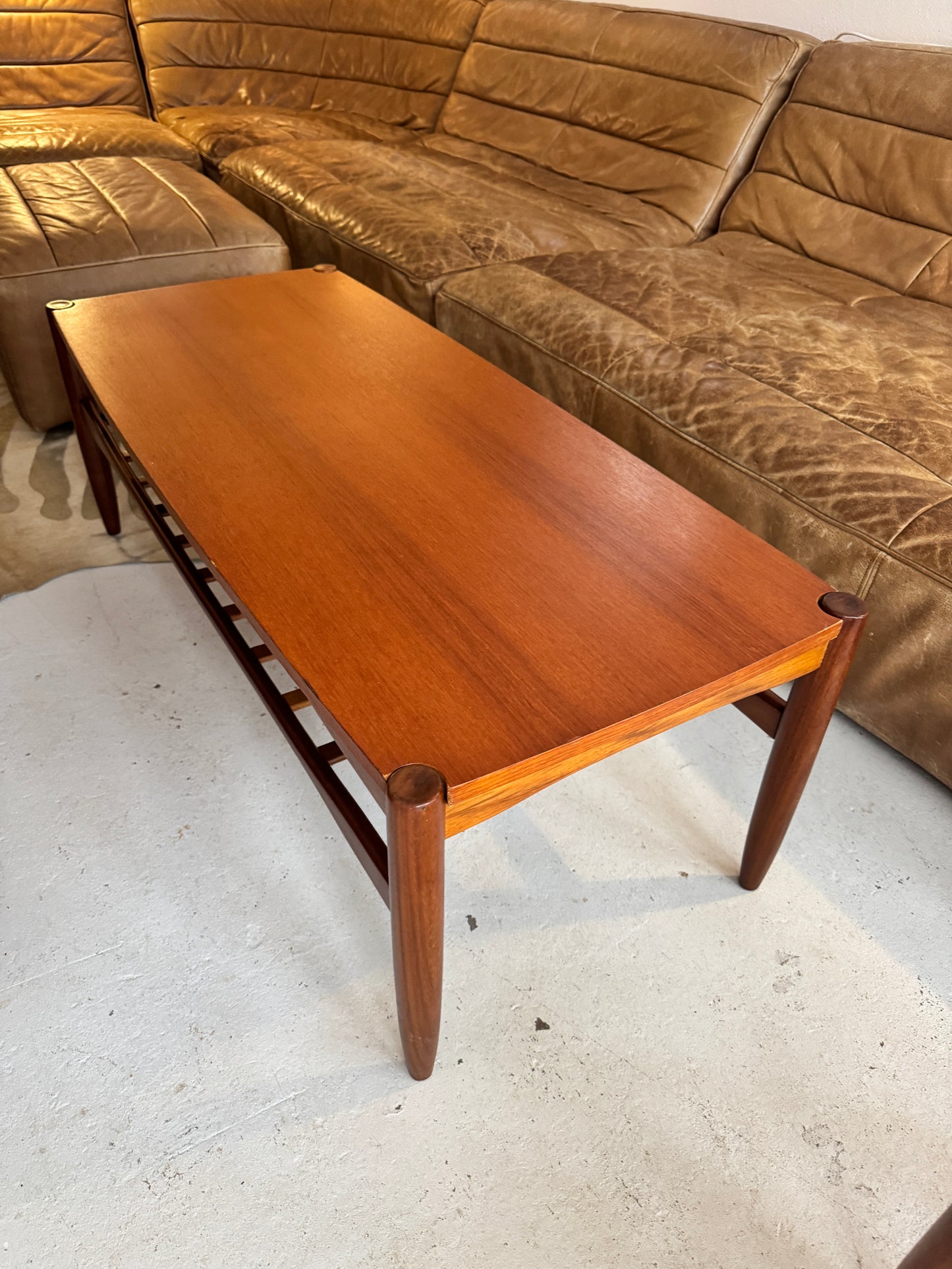 Danish Deluxe Reversible Coffee Table – Teak & Black Vinyl, 1960s