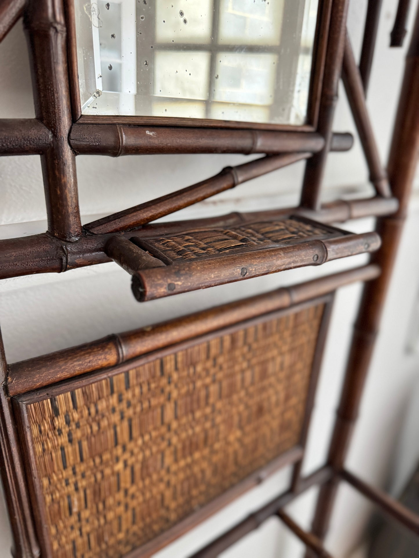Antique French bamboo hall and umbrella stand