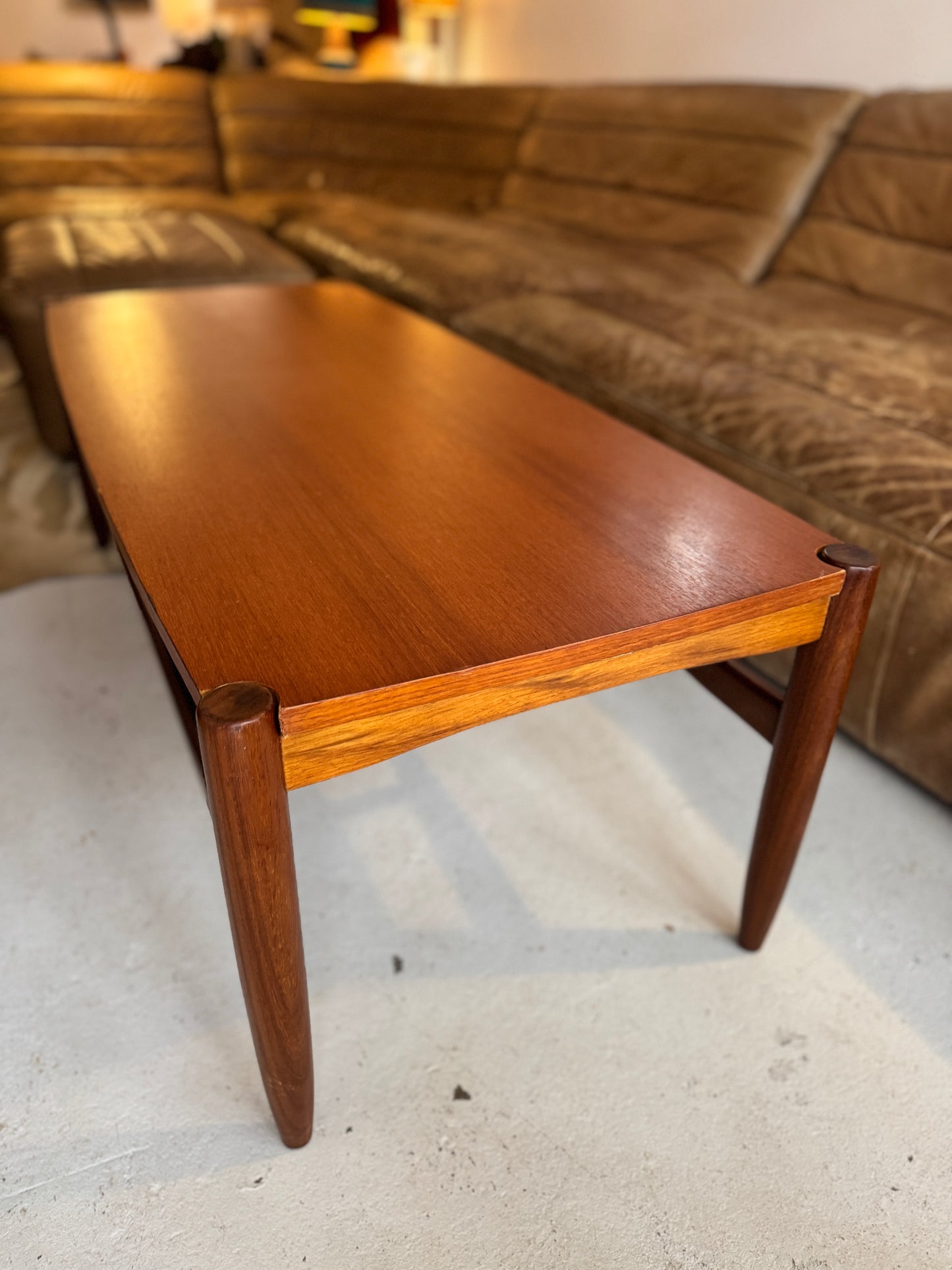 Danish Deluxe Reversible Coffee Table – Teak & Black Vinyl, 1960s