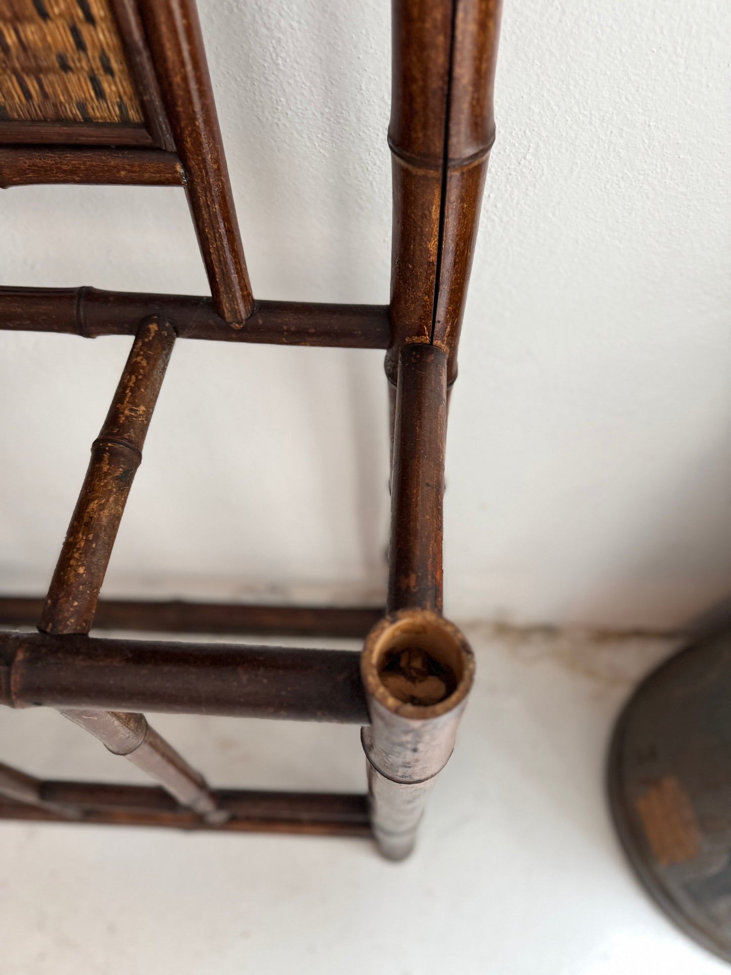 Antique French bamboo hall and umbrella stand