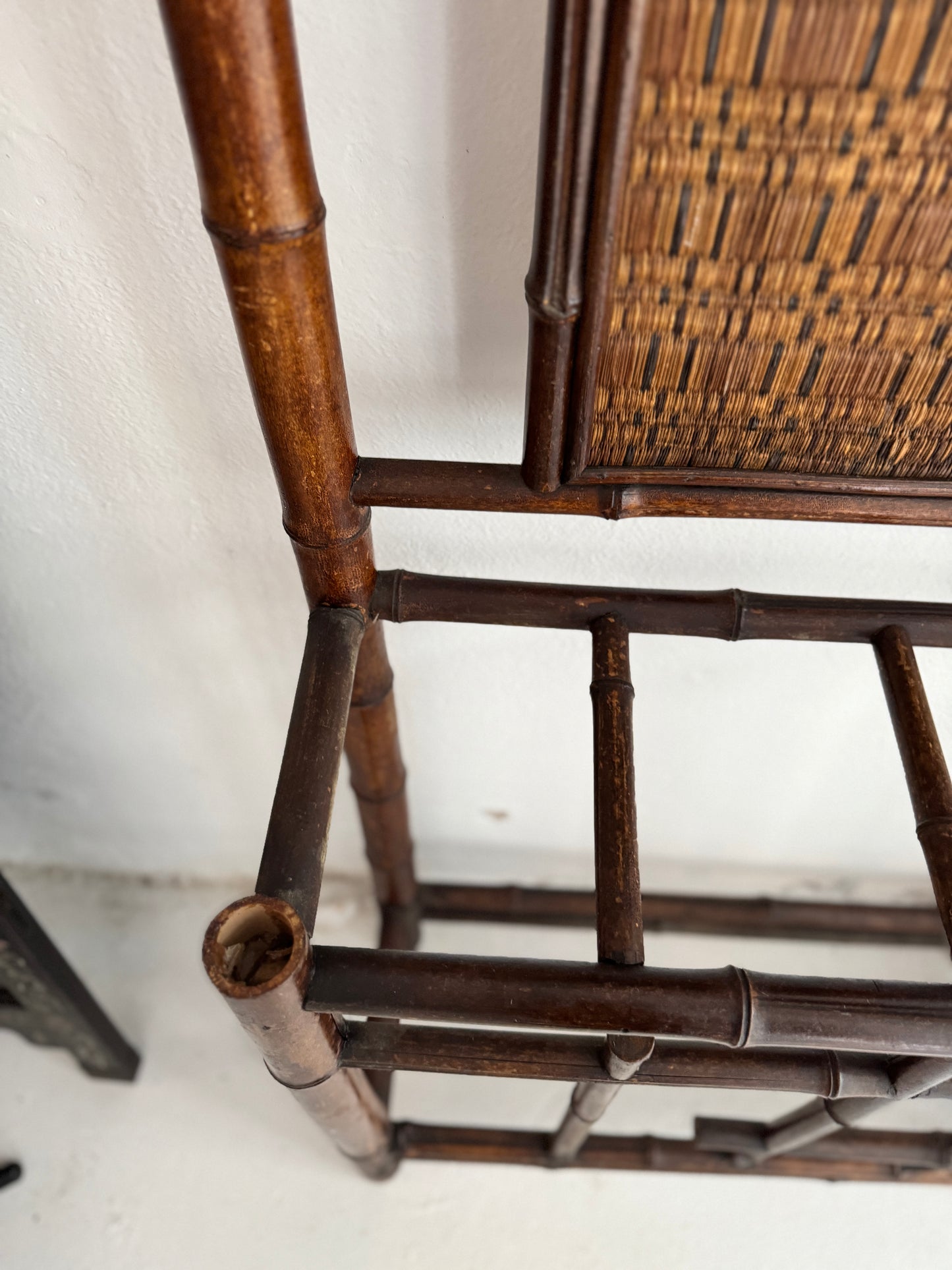 Antique French bamboo hall and umbrella stand
