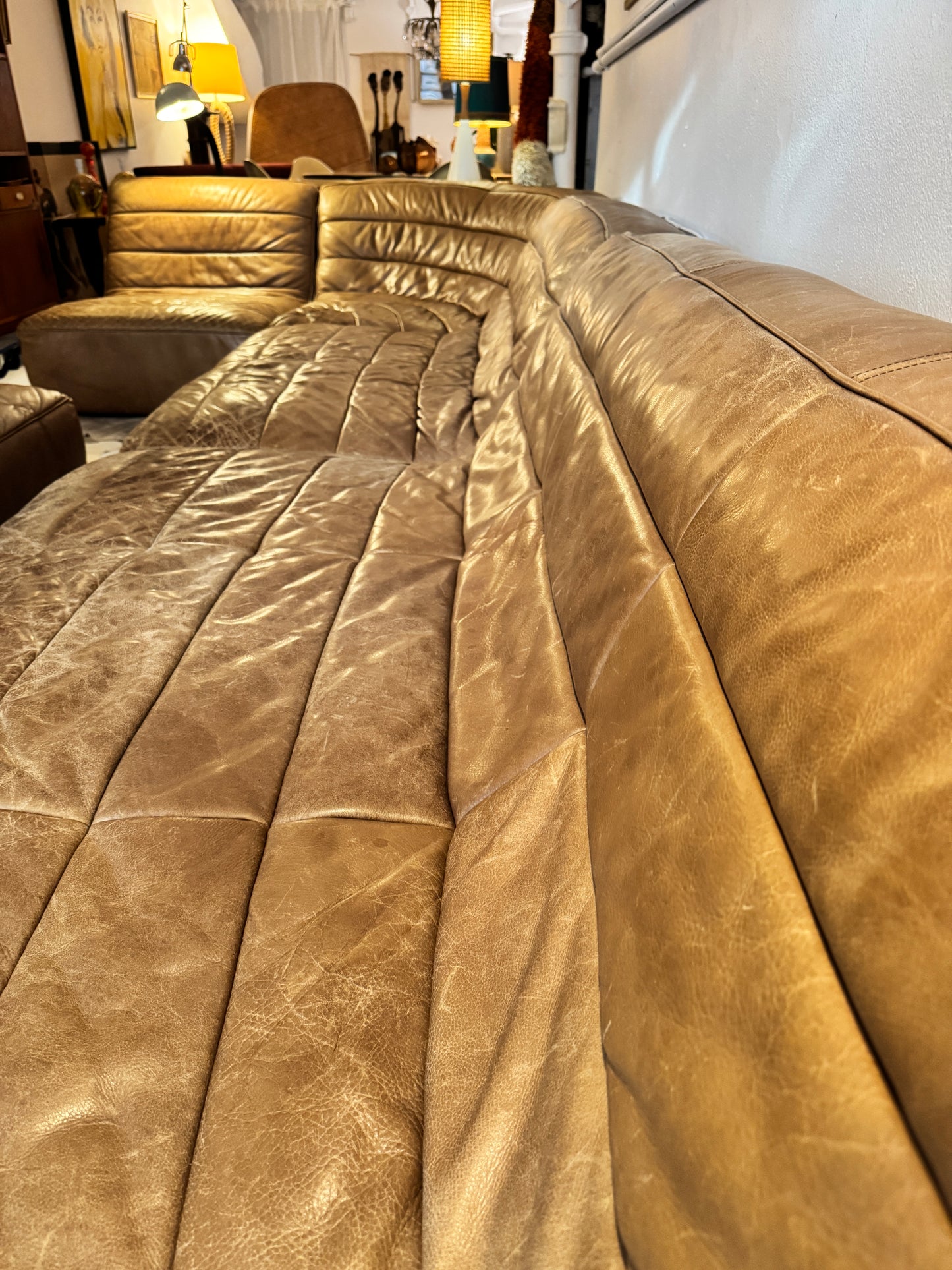 Timothy Oulton Modular Leather Lounge Suite – 4 Piece with Ottoman