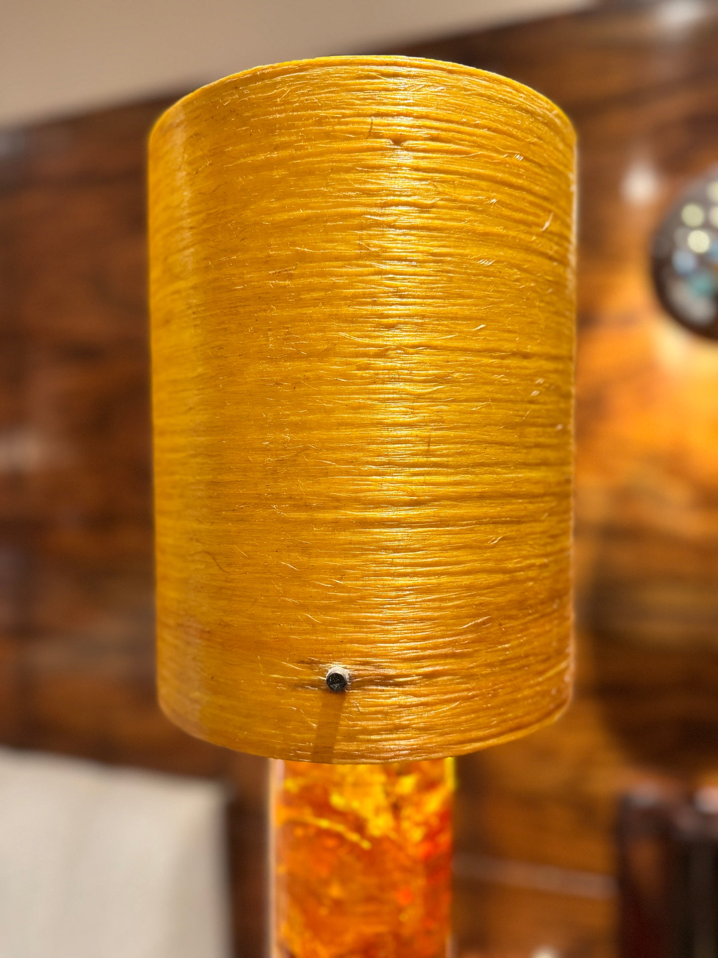Shattaline lamp base with spun fibreglass shade