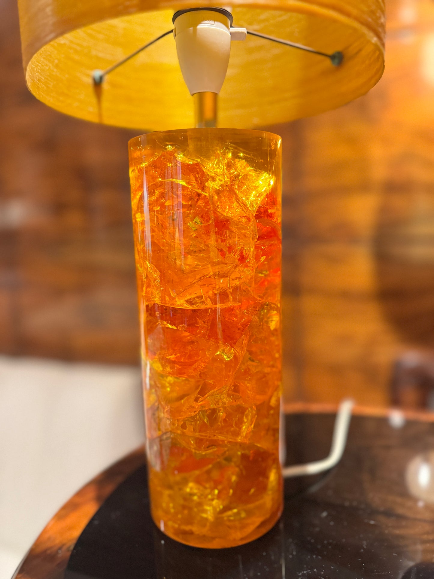 Shattaline lamp base with spun fibreglass shade