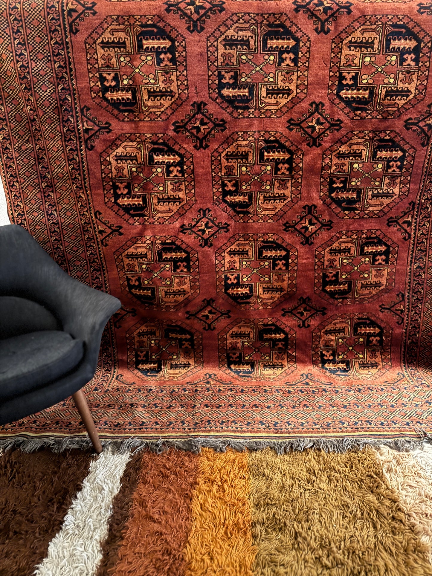 1940s Handwoven Ensari Rug