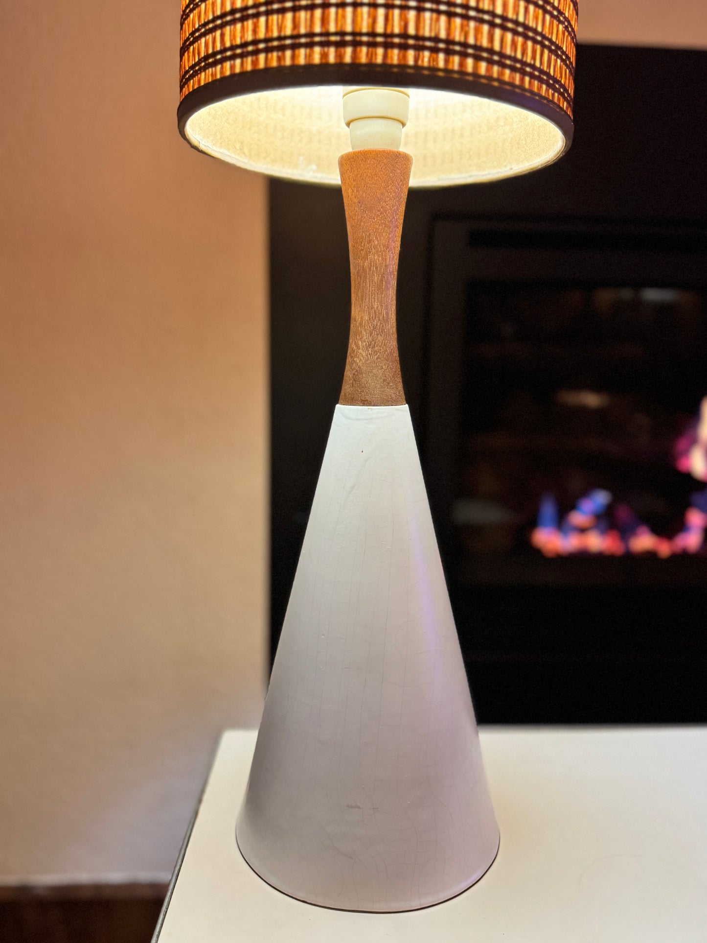 Lyndale teak and ceramic lamp