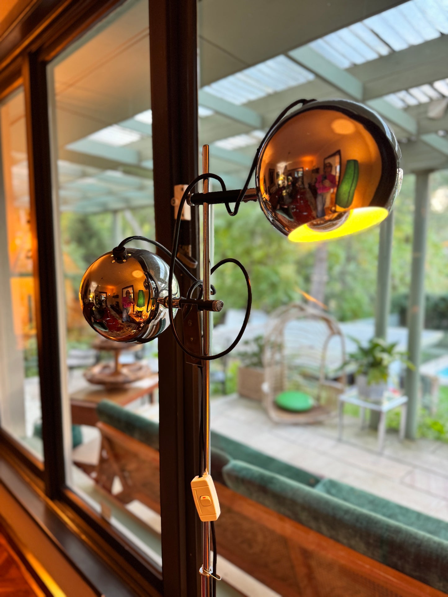 Chrome double eyeball floor lamp