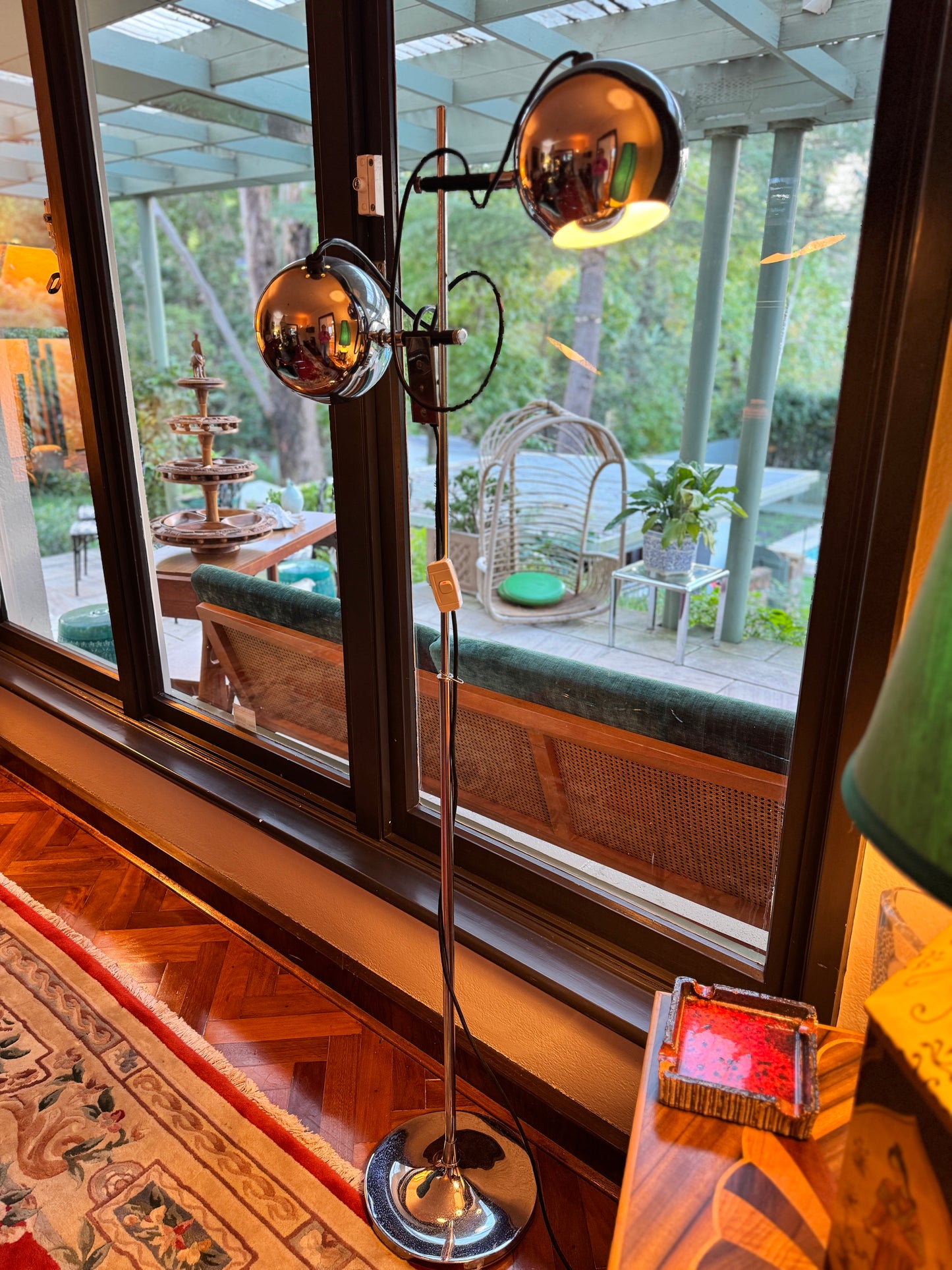 Chrome double eyeball floor lamp