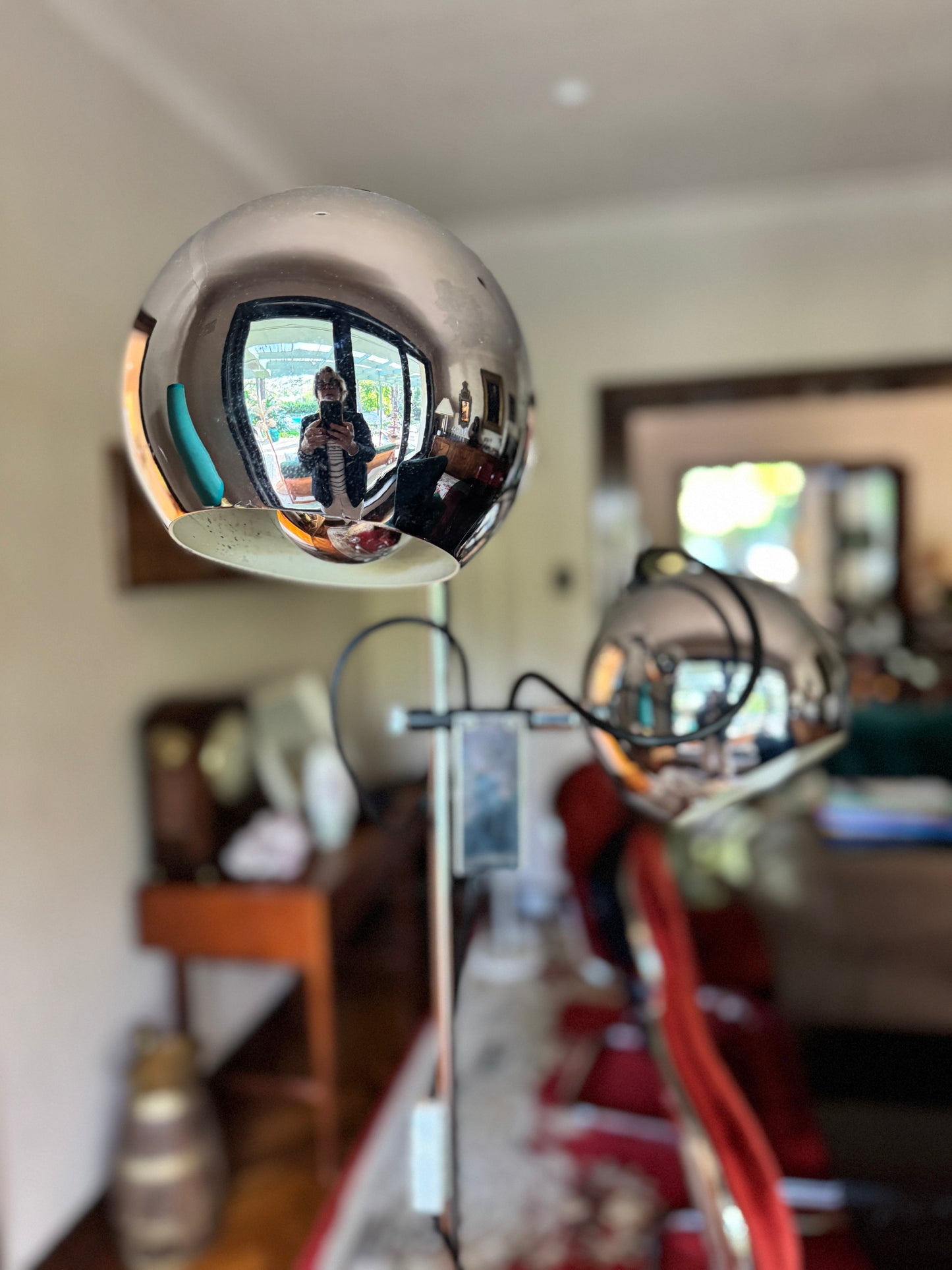 Chrome double eyeball floor lamp
