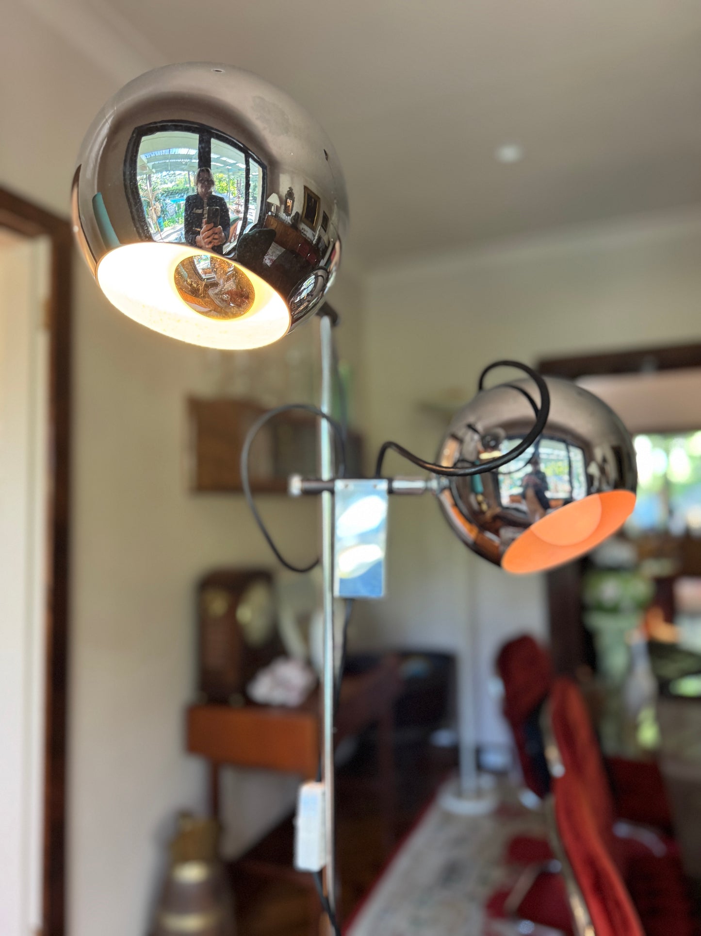 Chrome double eyeball floor lamp