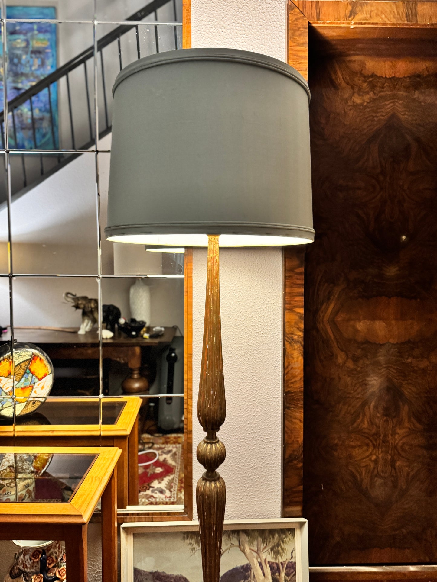 19th Century French hand carved gilt wood floor lamp