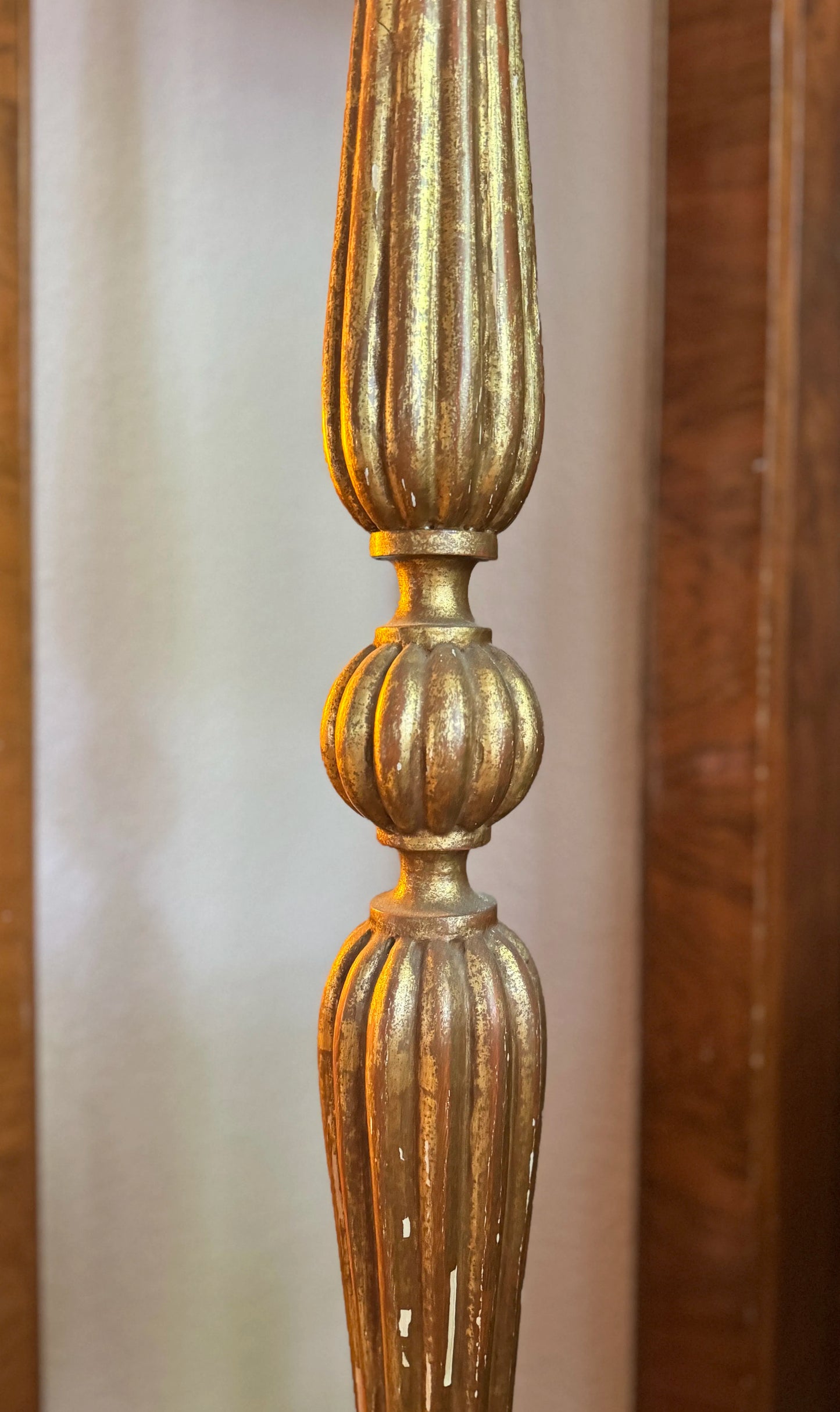 19th Century French hand carved gilt wood floor lamp