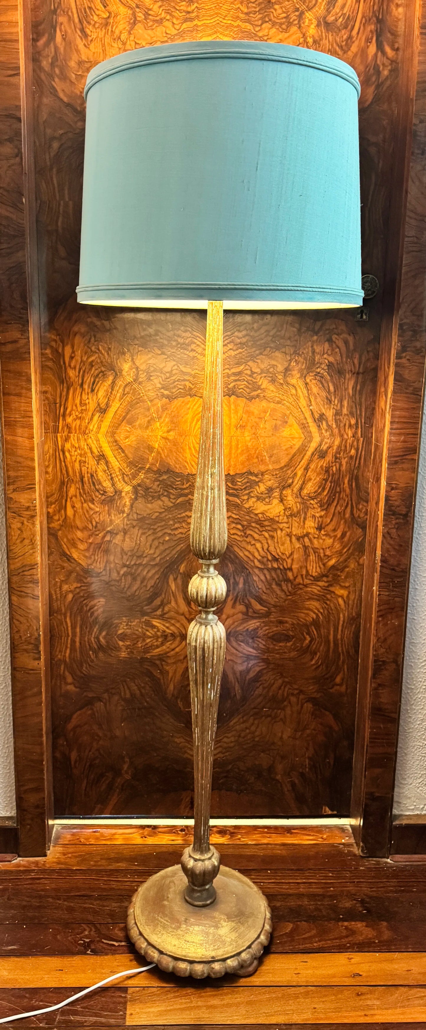 19th Century French hand carved gilt wood floor lamp