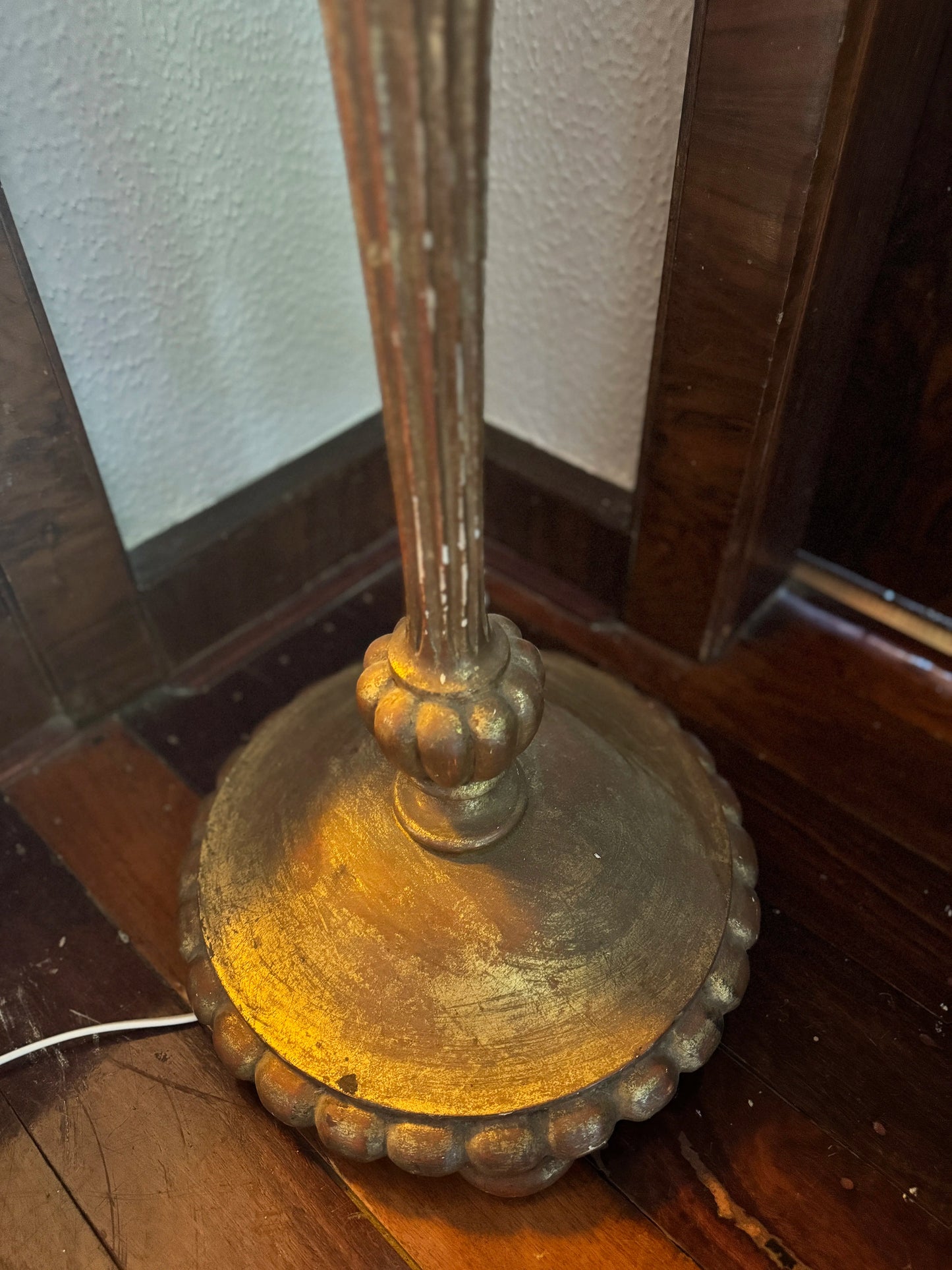 19th Century French hand carved gilt wood floor lamp