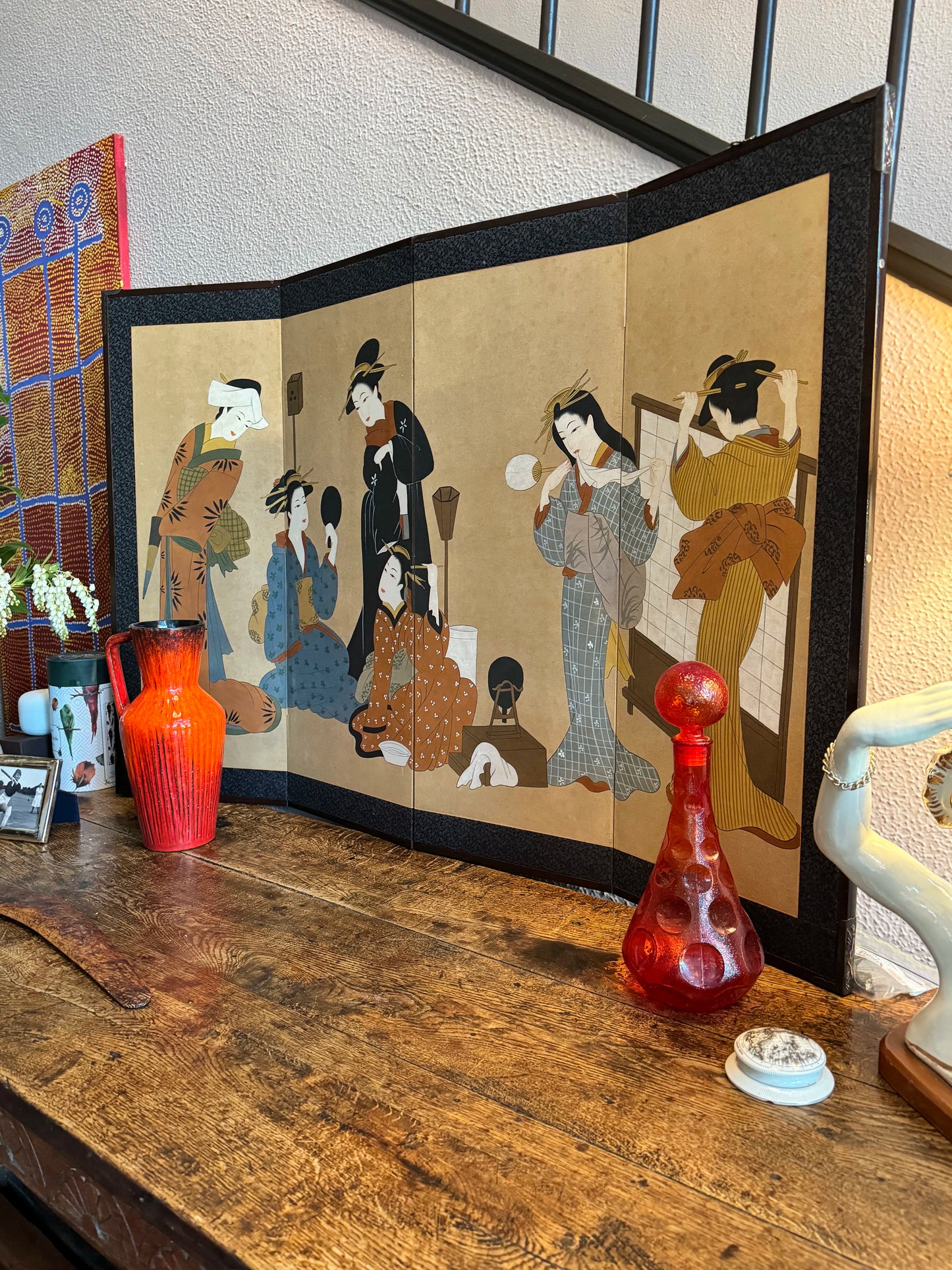 Decorative antique Japanese screen