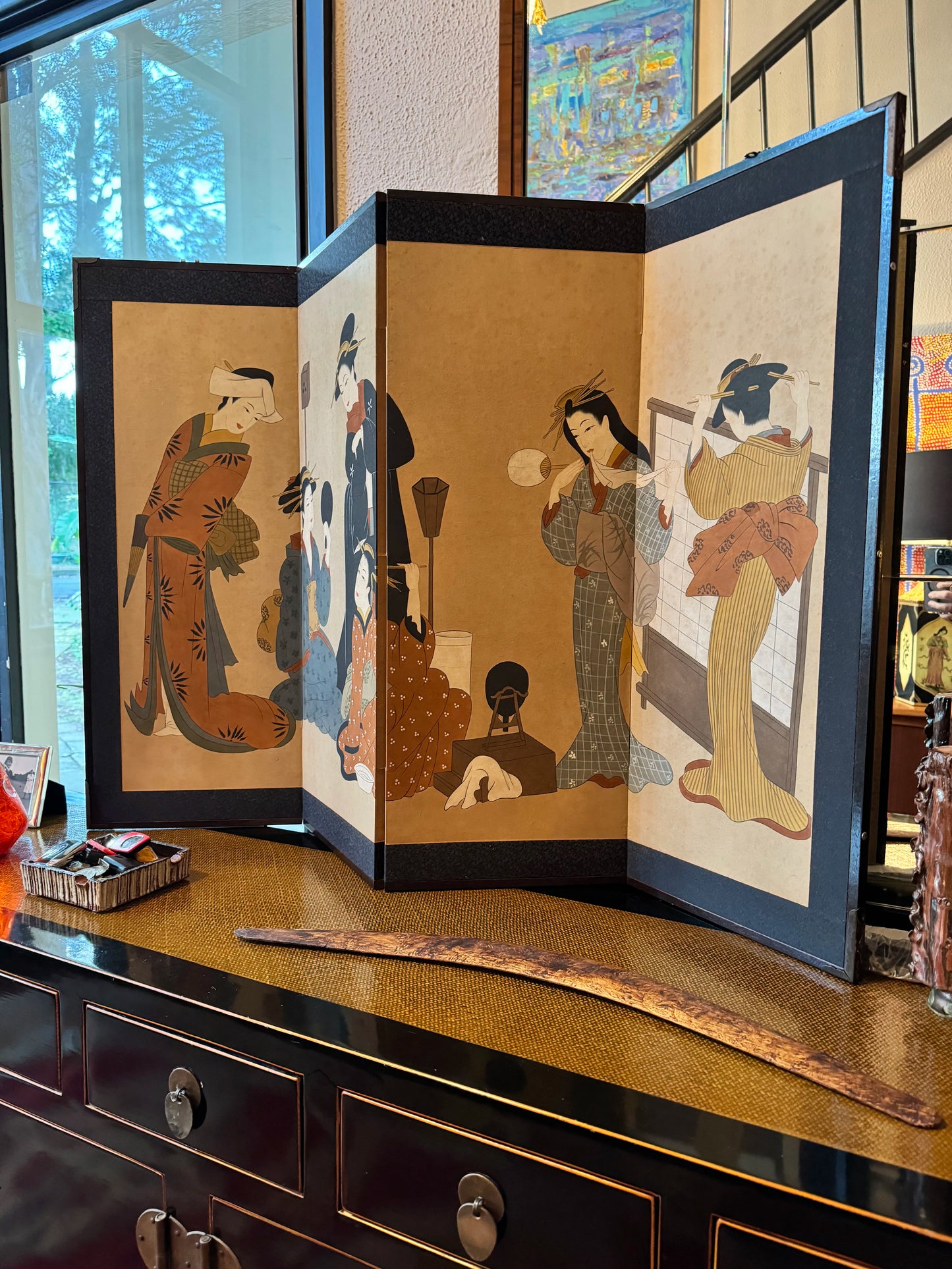 Decorative antique Japanese screen