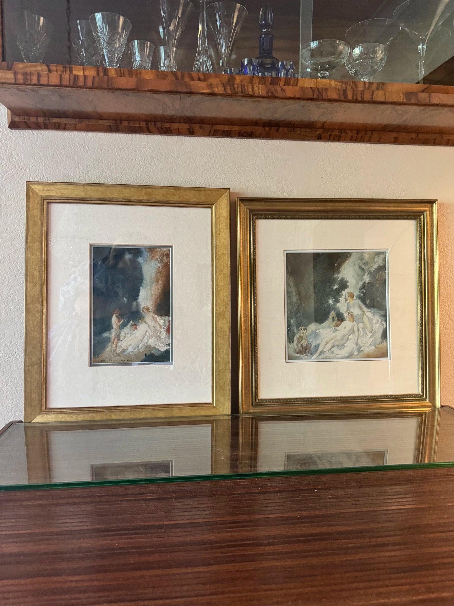 Original Norman Lindsay watercolour painting, The Flute Player