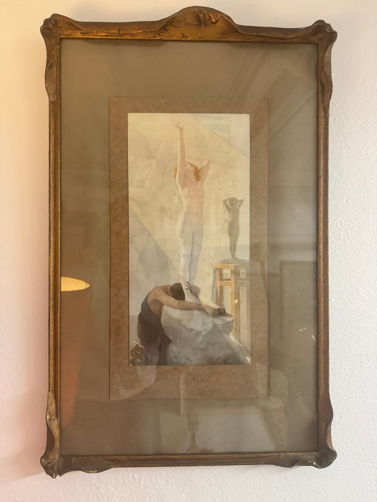 Vintage Art Nouveau lithograph of The Awakening of Galatea BY GUSTAV SCHMALZ