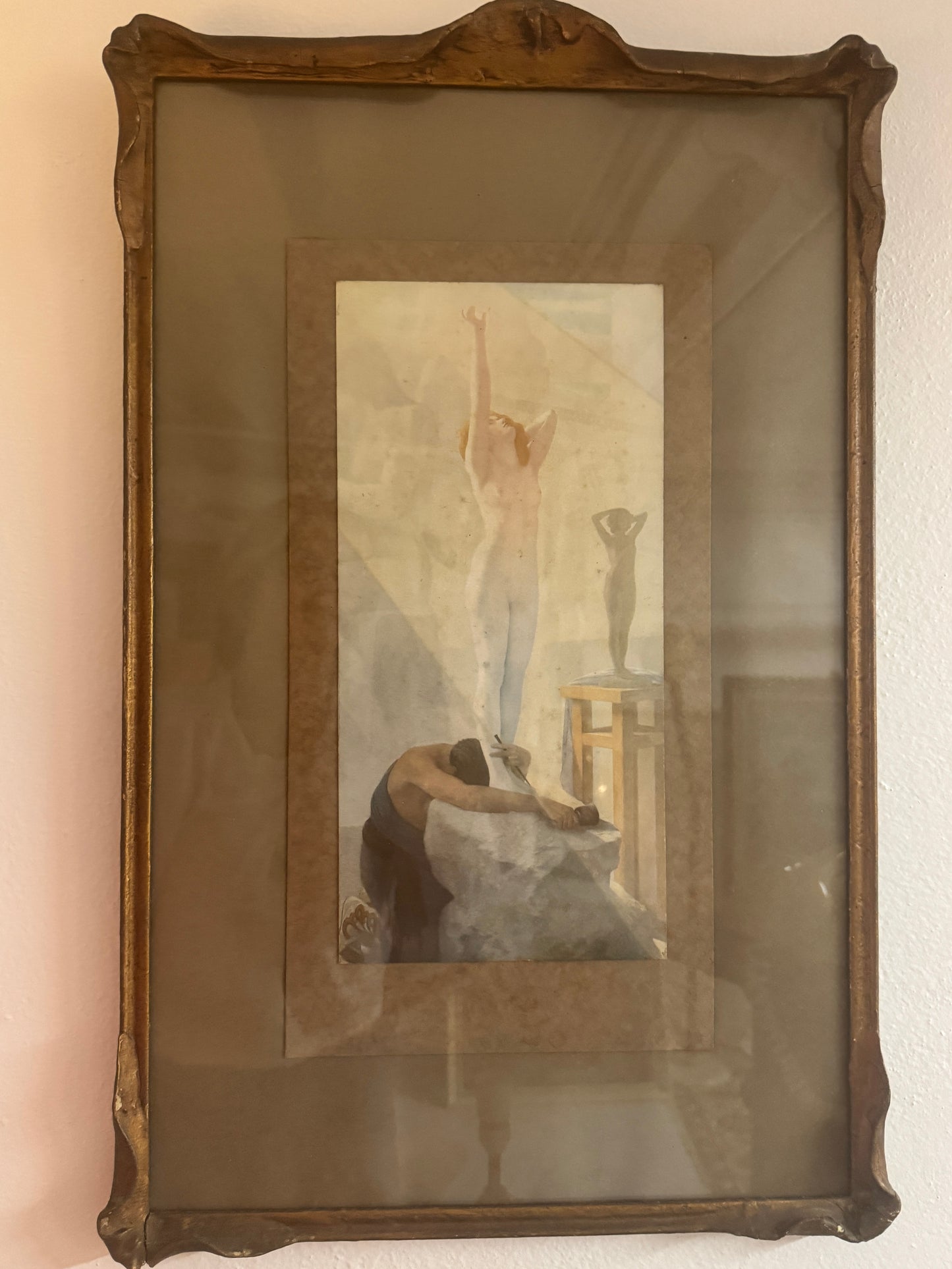 Vintage Art Nouveau lithograph of The Awakening of Galatea BY GUSTAV SCHMALZ