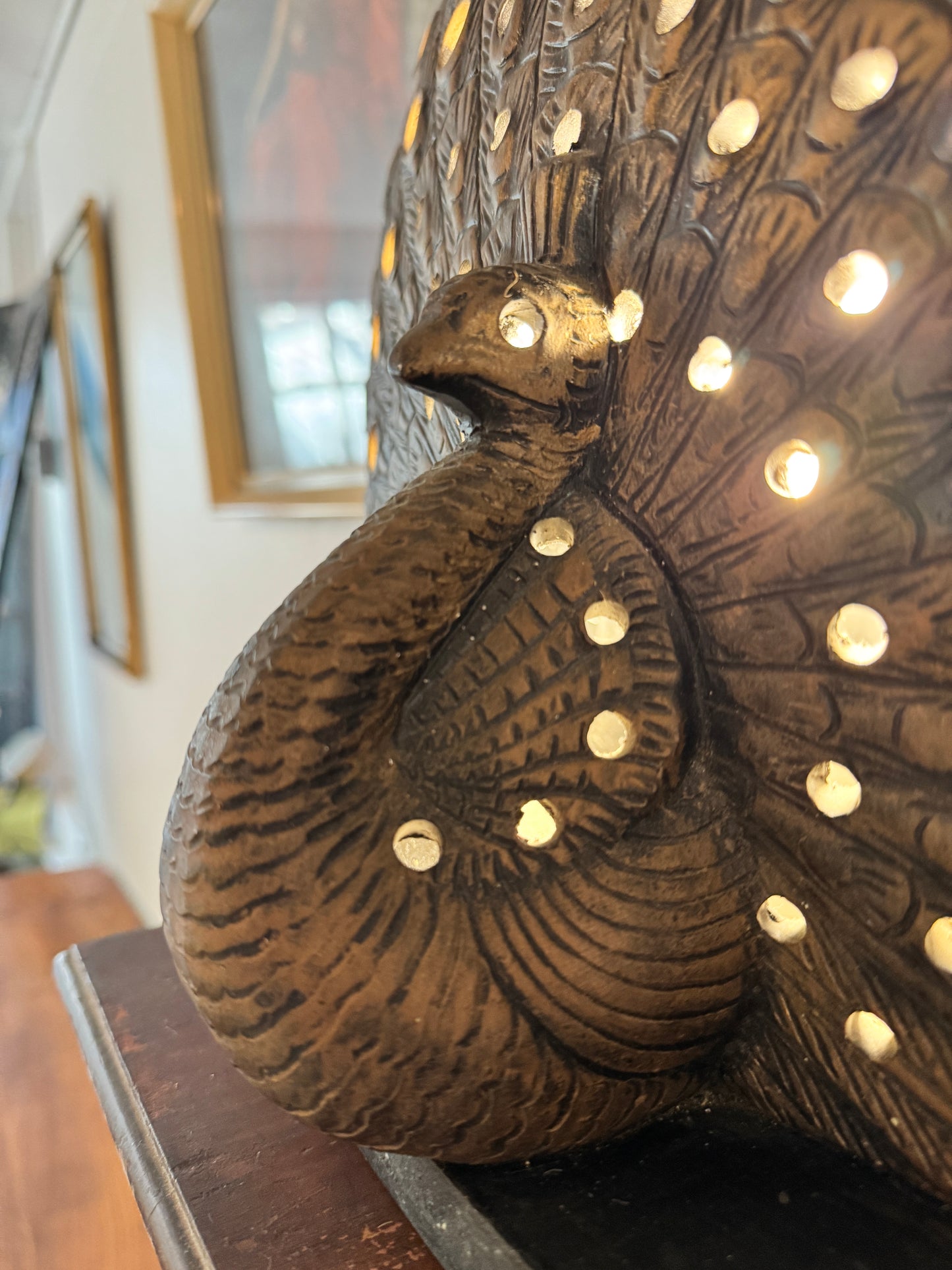 Vintage Takacs Studio ceramic Peacock lamp