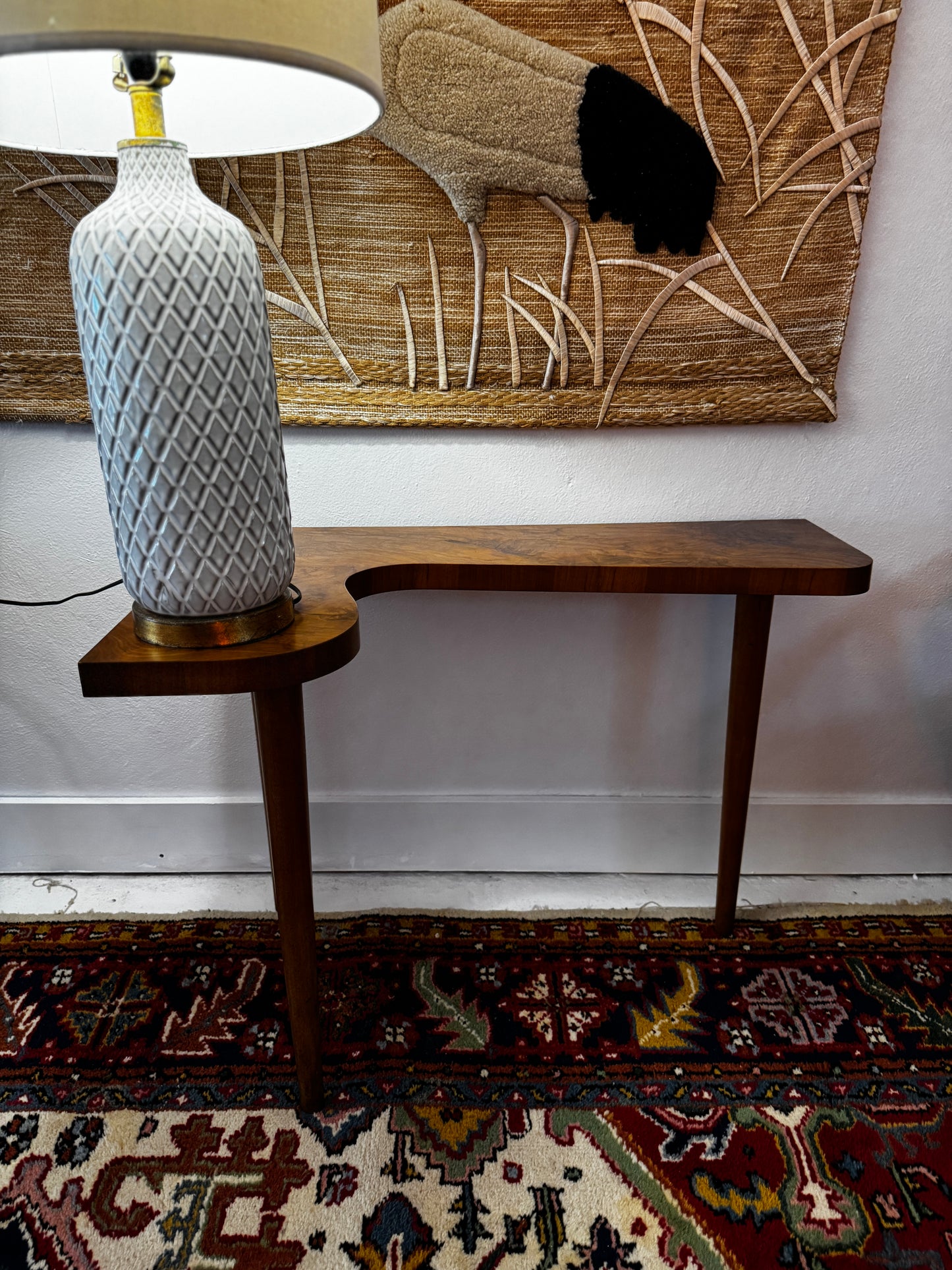 Pair of Paul Kafka walnut cut away end or side tables