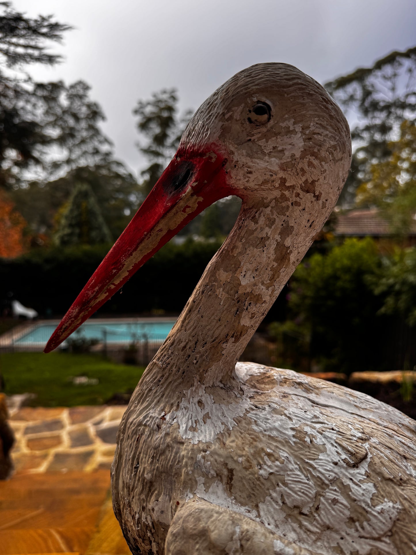 Vintage Composite Stork Sculpture – 78 cm