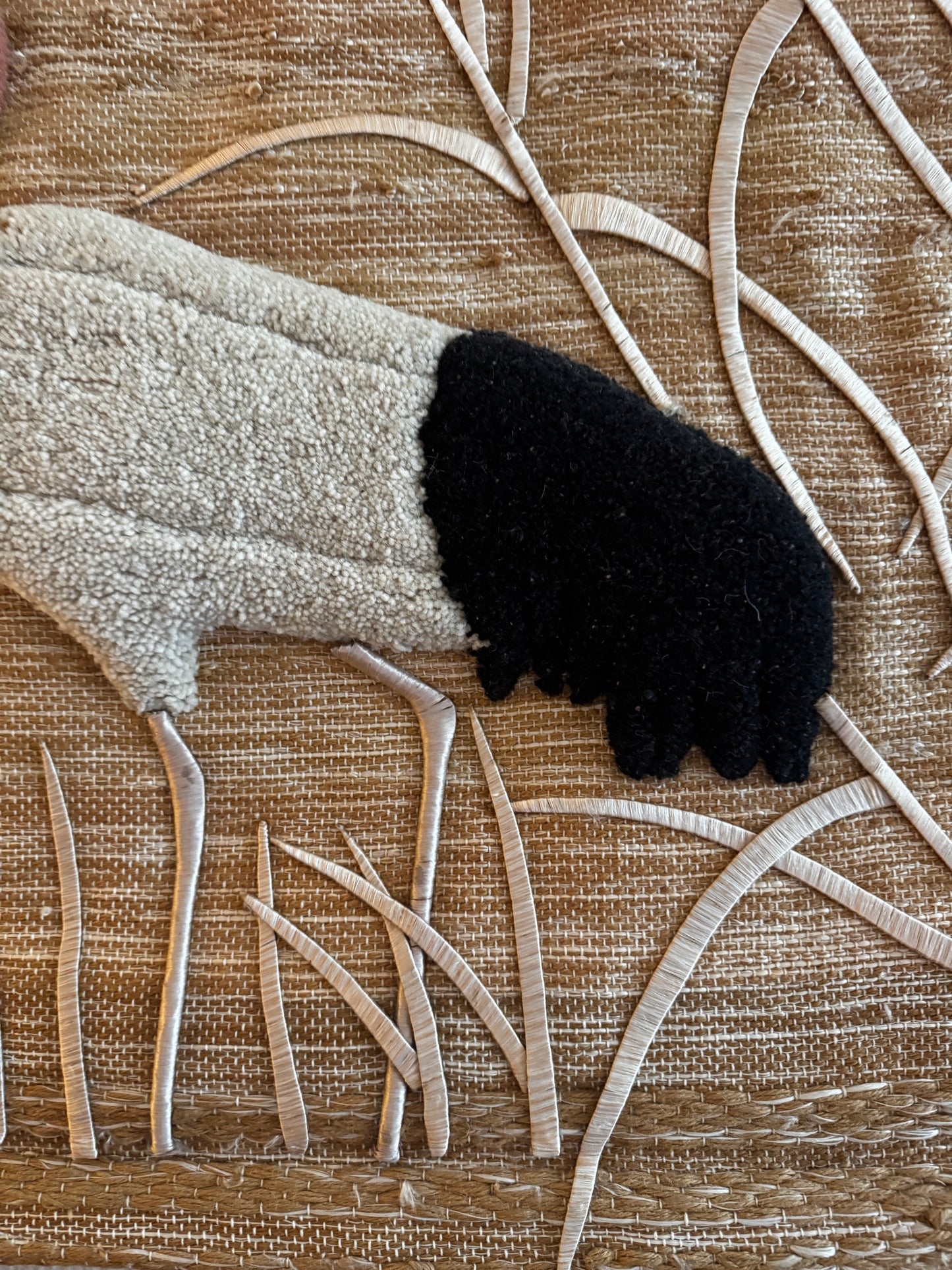 Vintage Wall Hanging — Mid-Century Textile Art with Crane & Reeds - for Nenova Australia